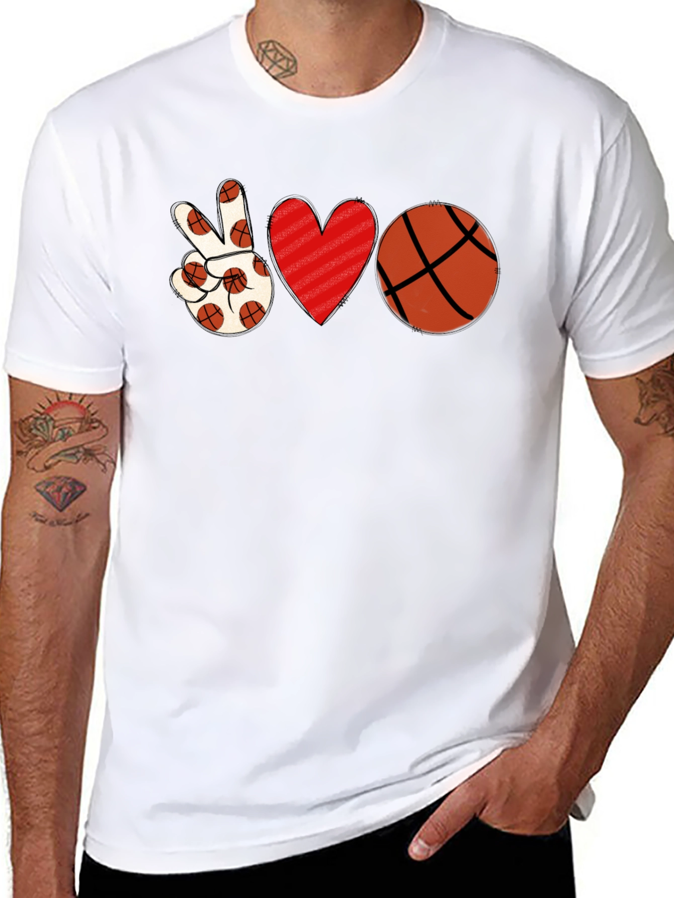 Peace Love Basketball Graphic T-Shirt