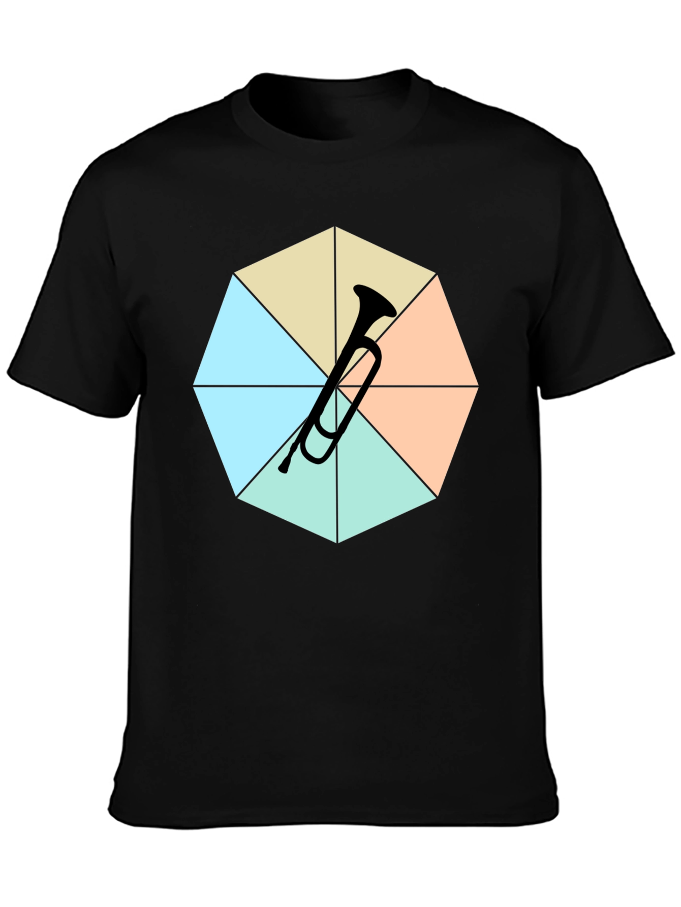 Geometric Trumpet Tee - Black