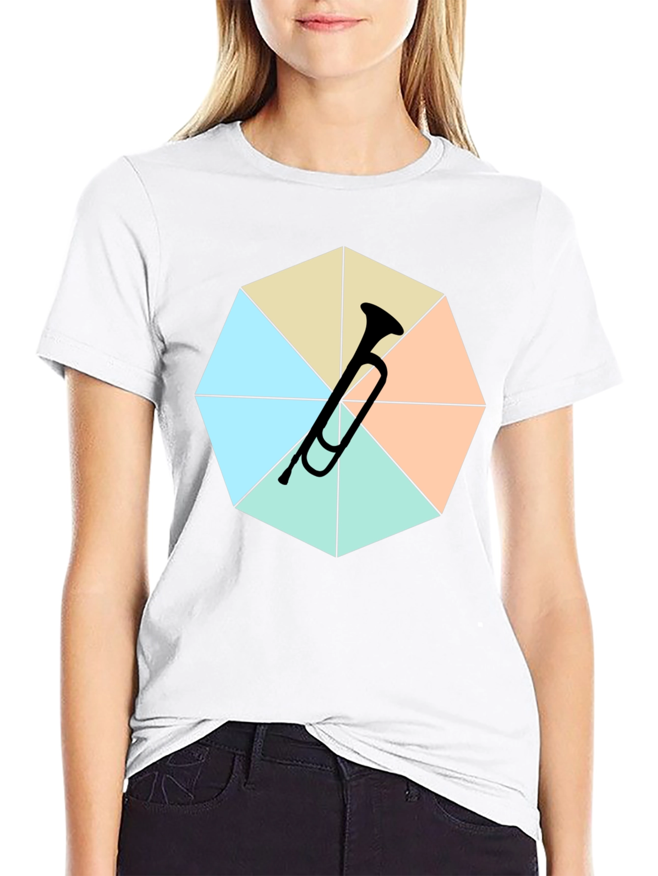 Geometric Trumpet Tee - Black