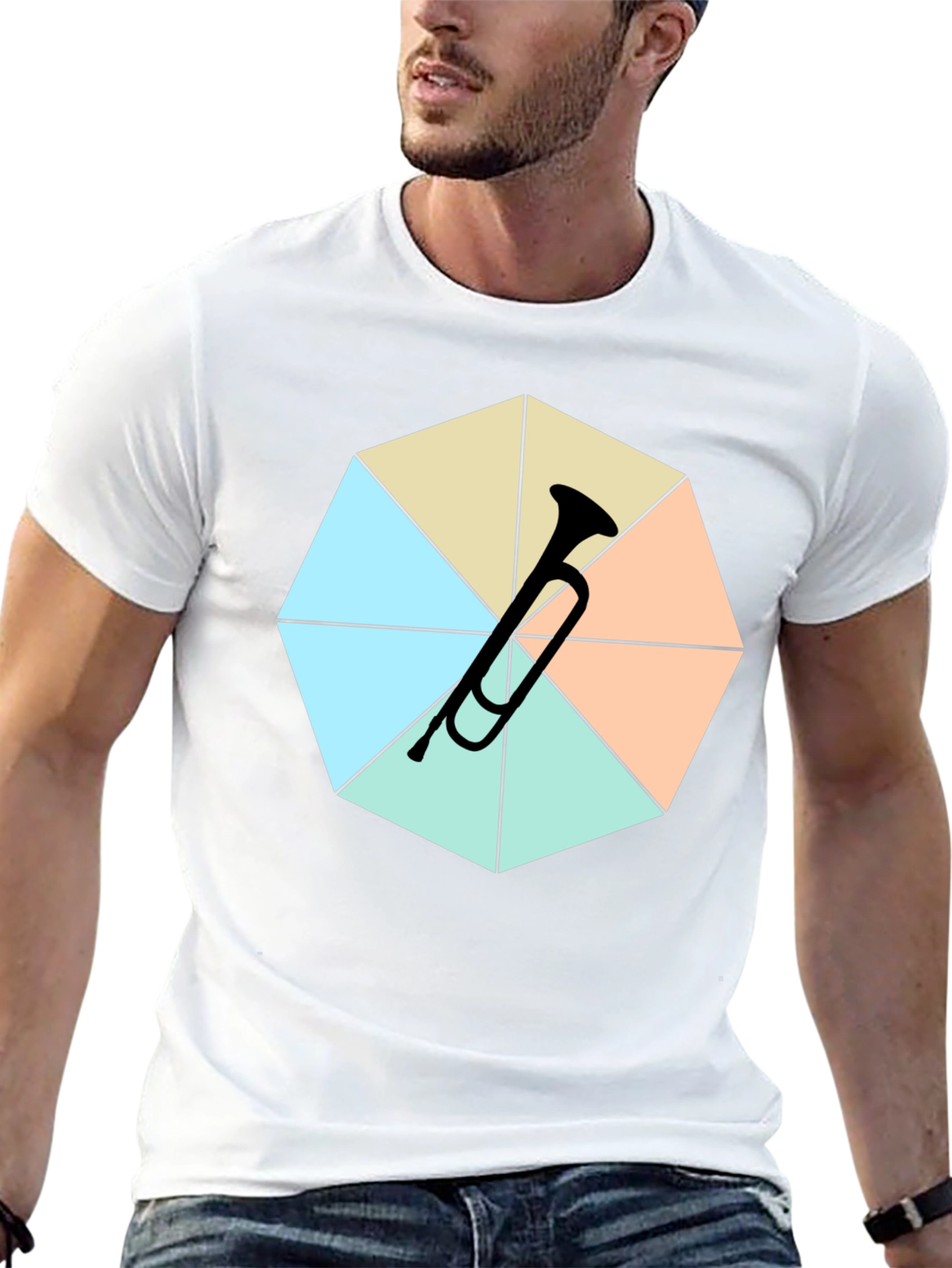 Geometric Trumpet Tee - Black