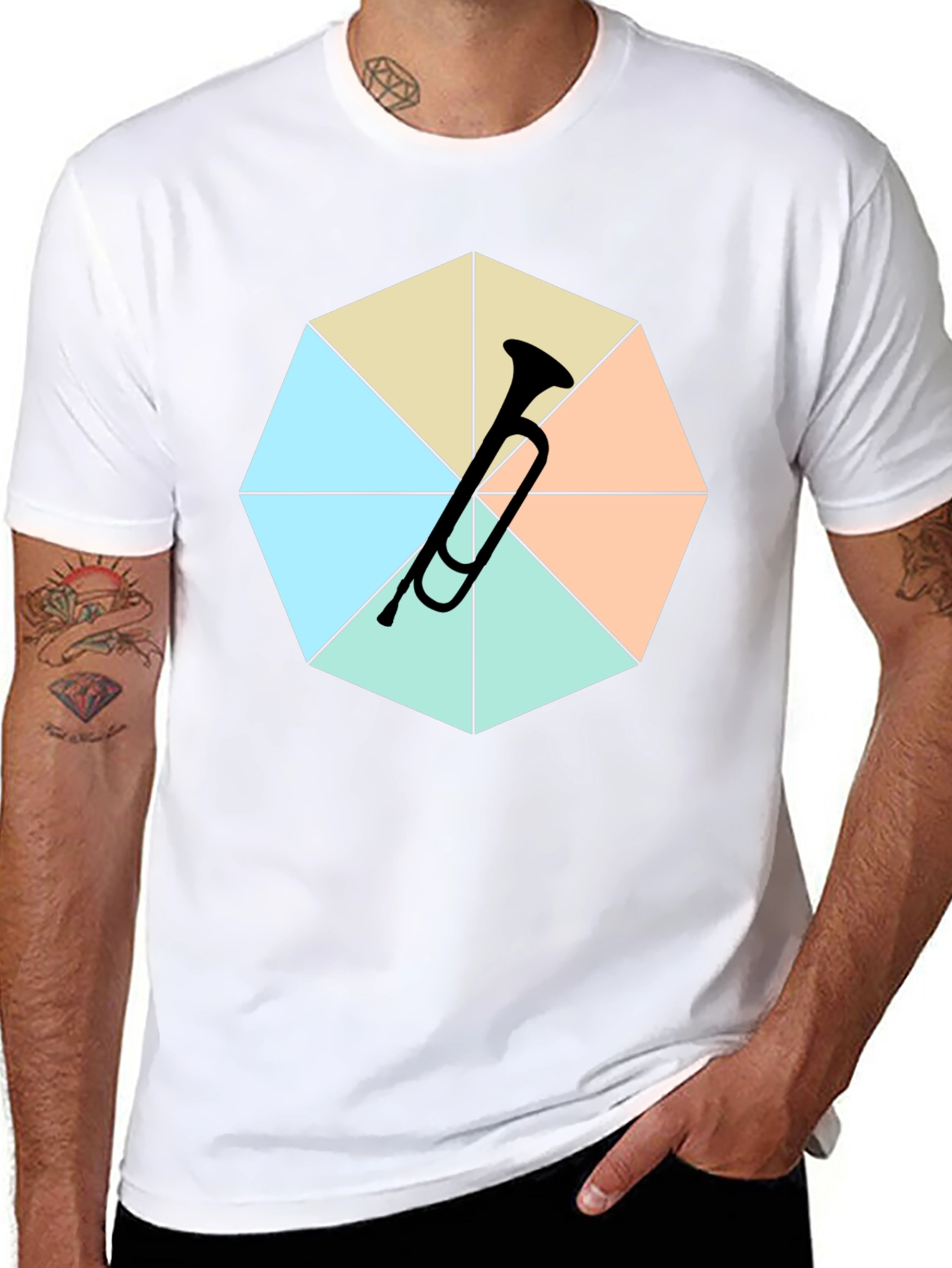 Geometric Trumpet Tee - Black