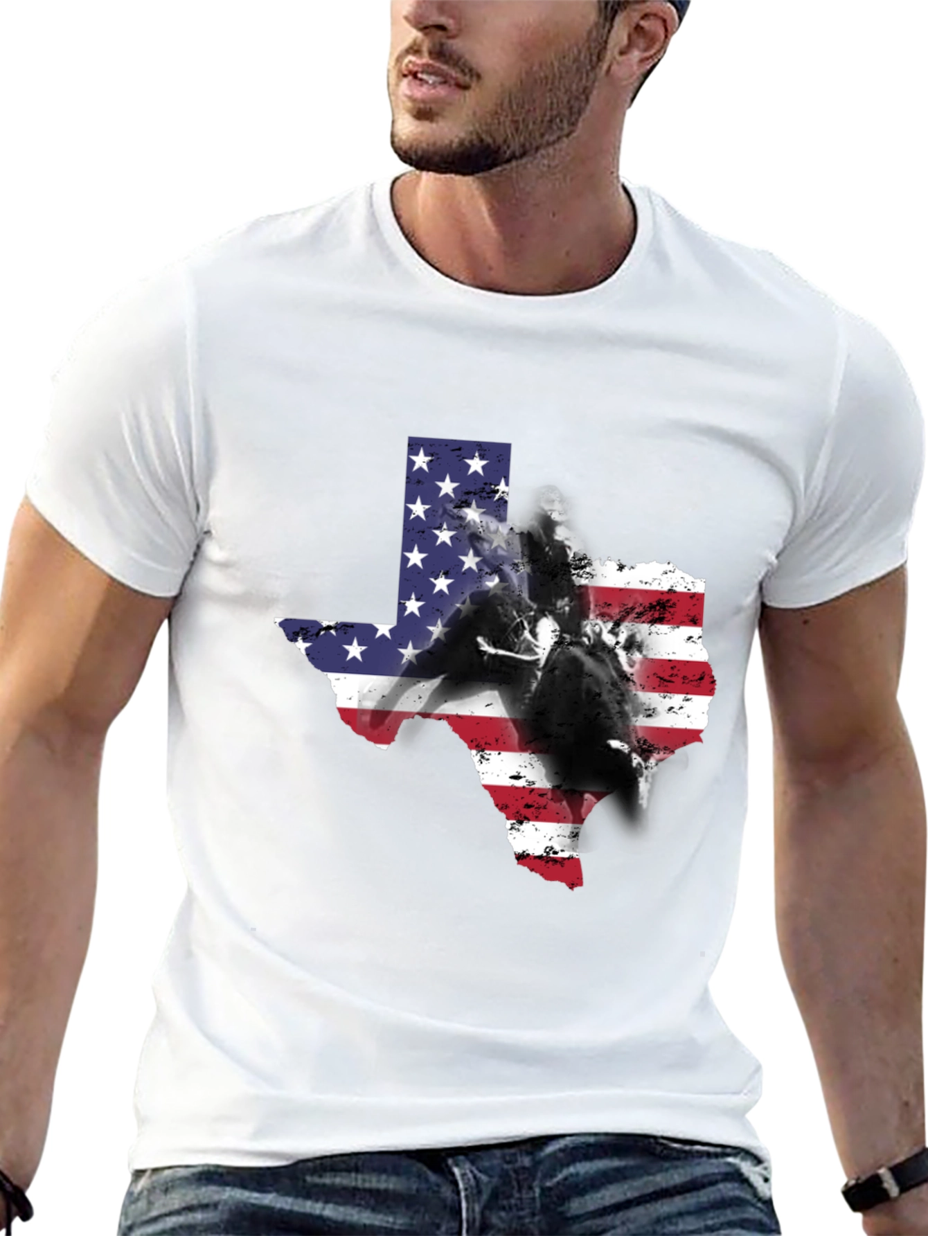 Texas American Flag Rodeo Graphic Tee