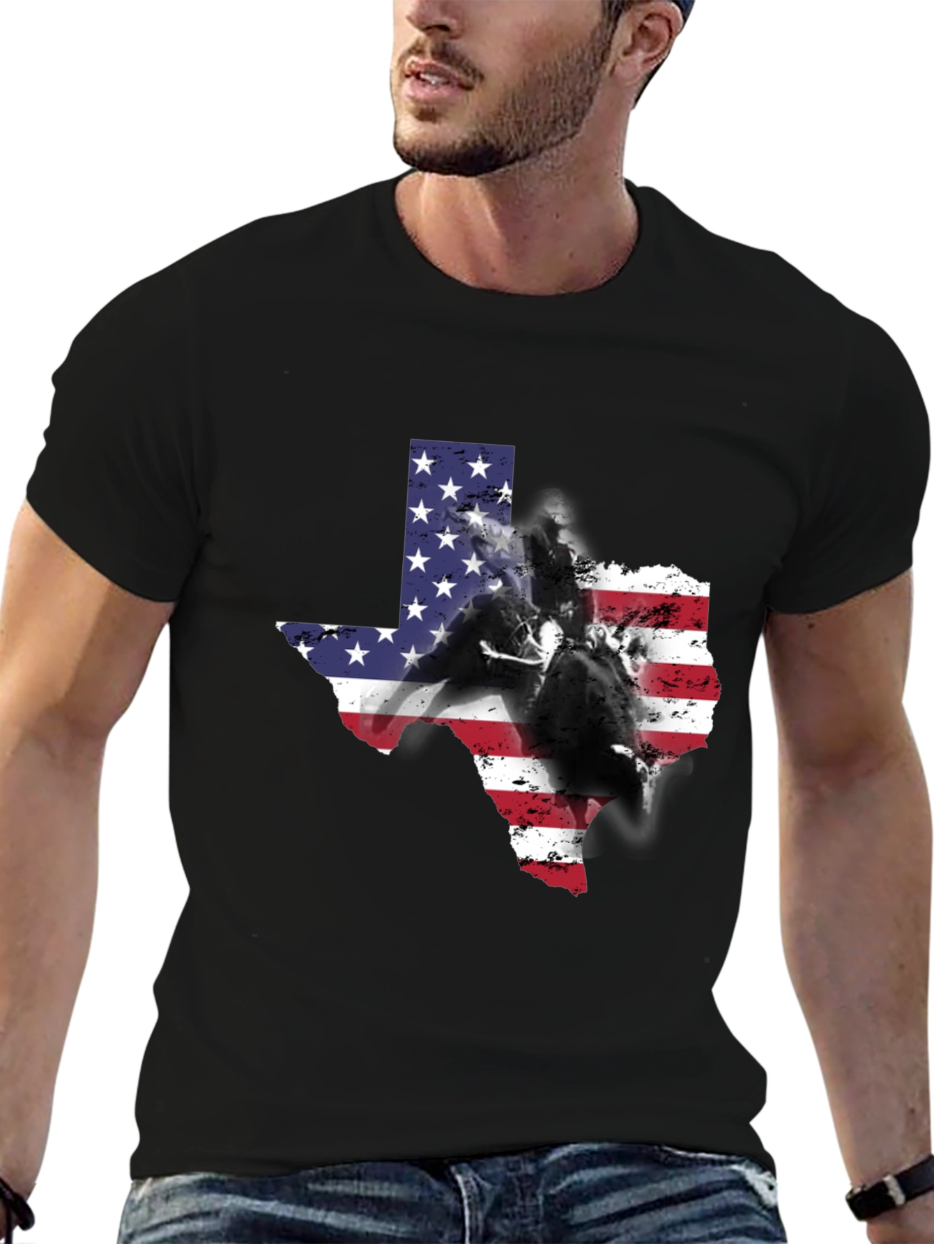 Texas American Flag Rodeo Graphic Tee