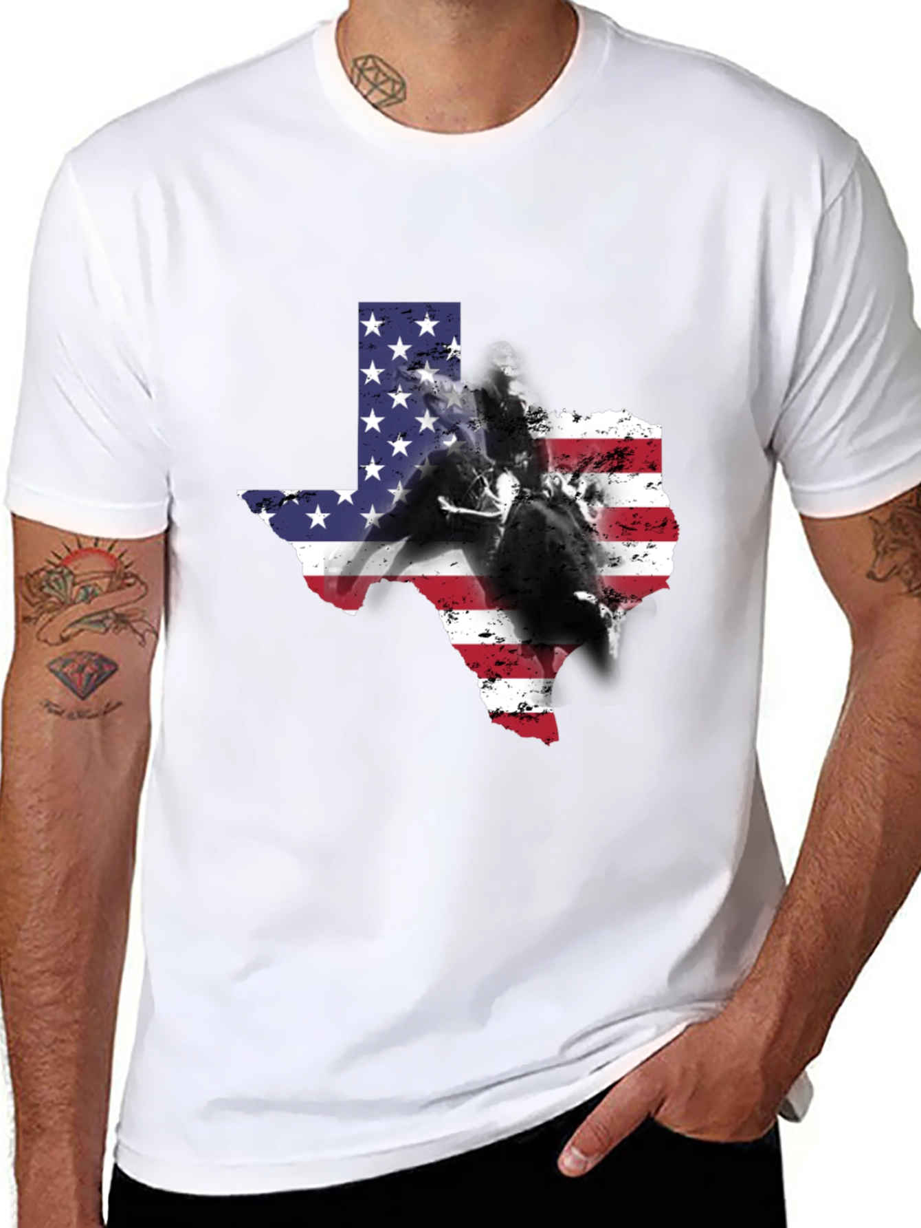 Texas American Flag Rodeo Graphic Tee