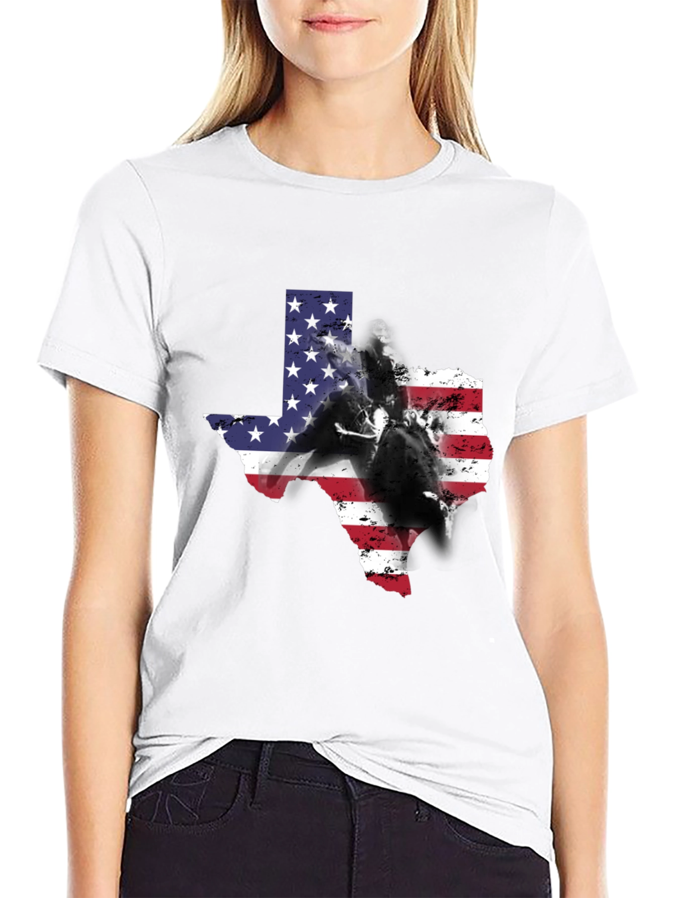 Texas American Flag Rodeo Graphic Tee