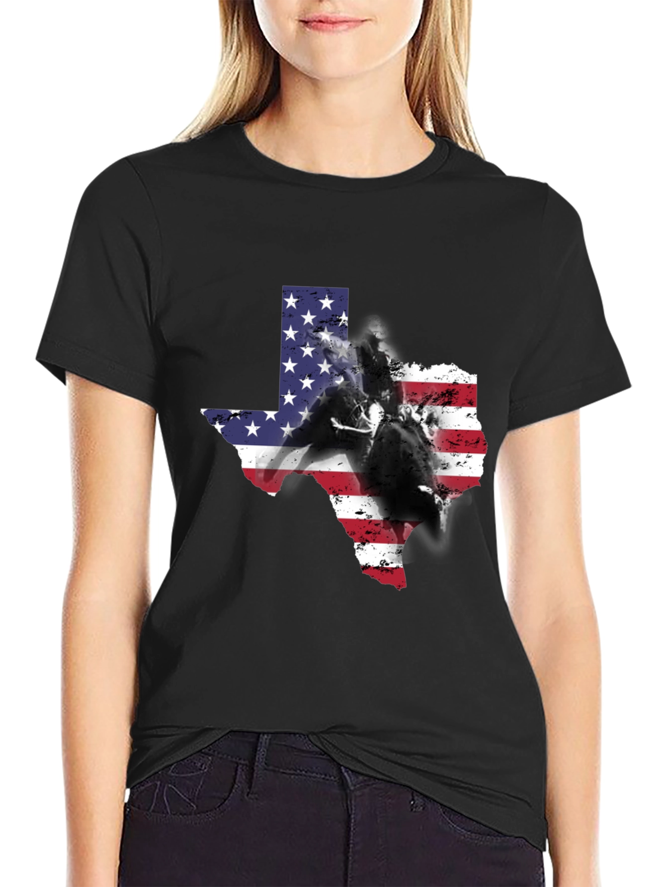 Texas American Flag Rodeo Graphic Tee