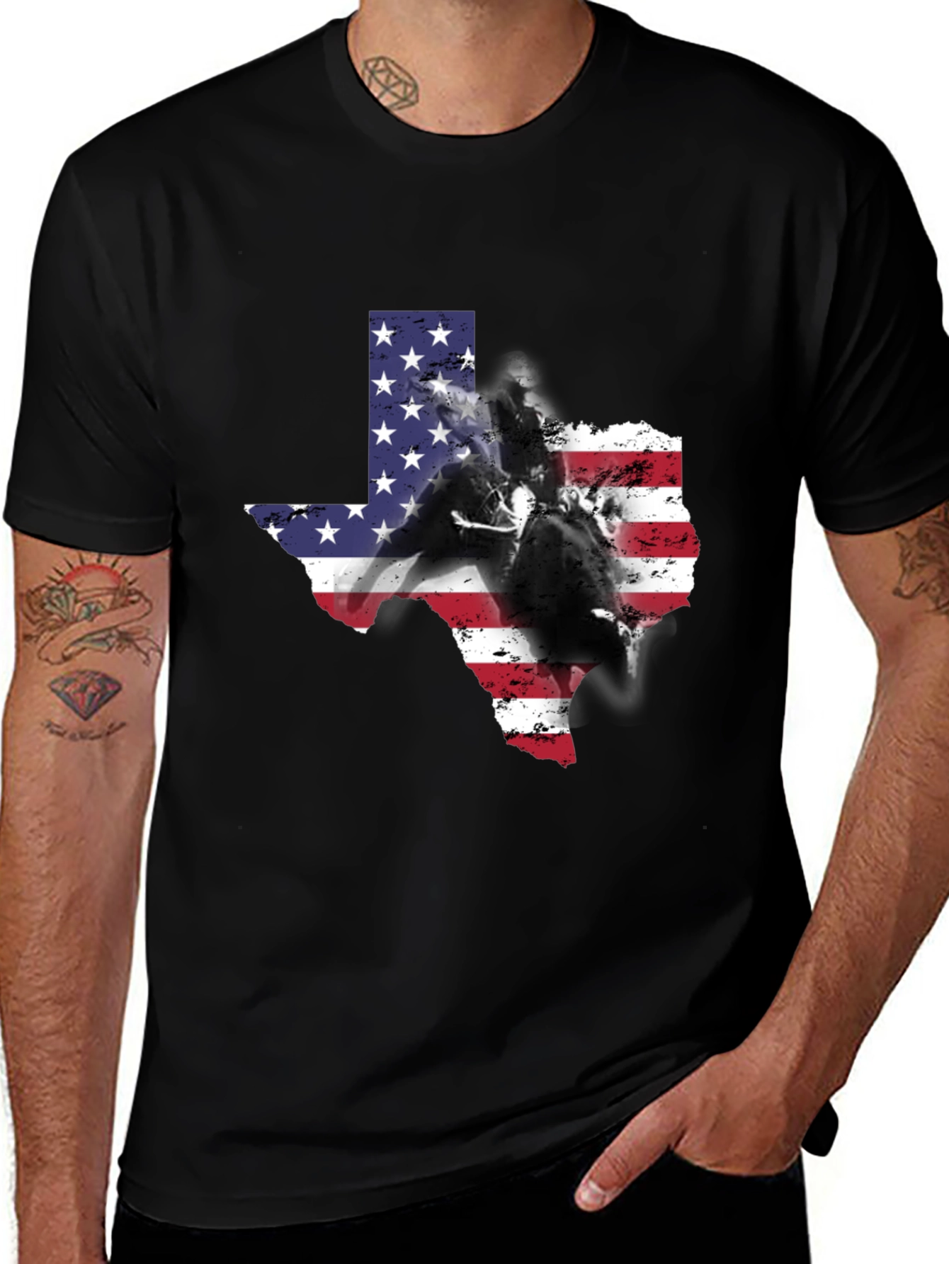 Texas American Flag Rodeo Graphic Tee