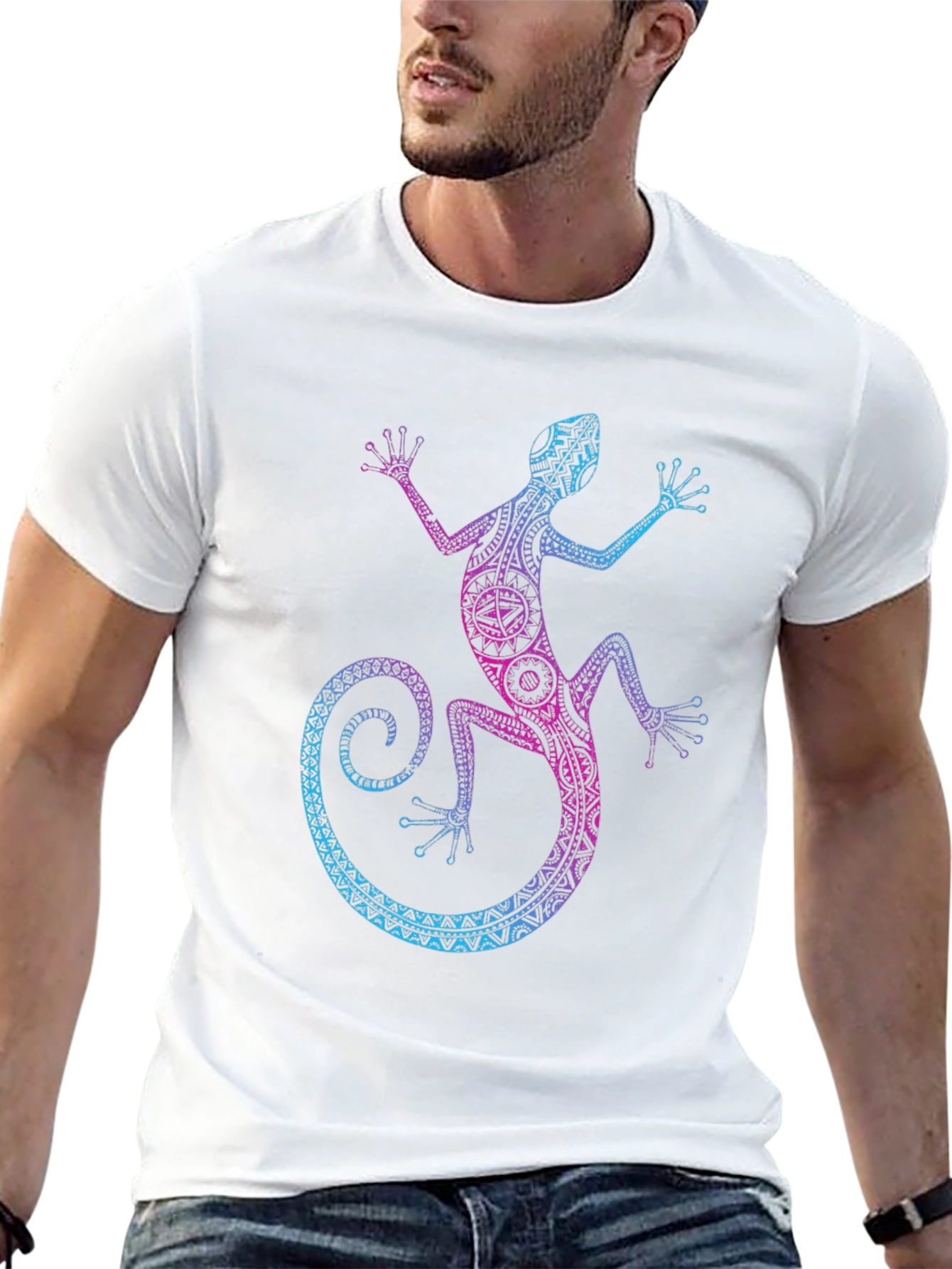 Lizard Graphic Tee - Tribal Gecko Design