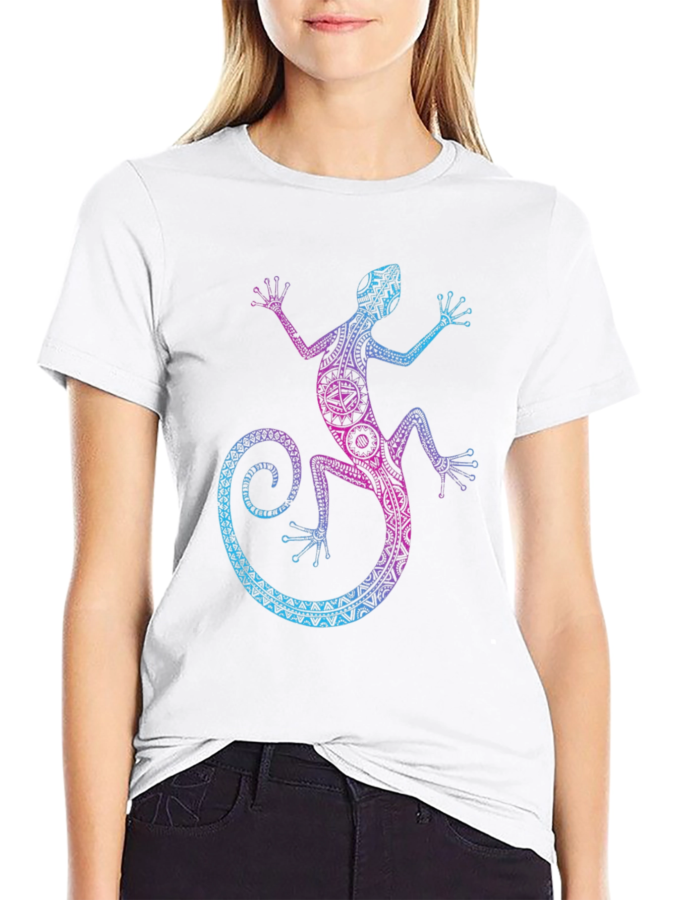Lizard Graphic Tee - Tribal Gecko Design