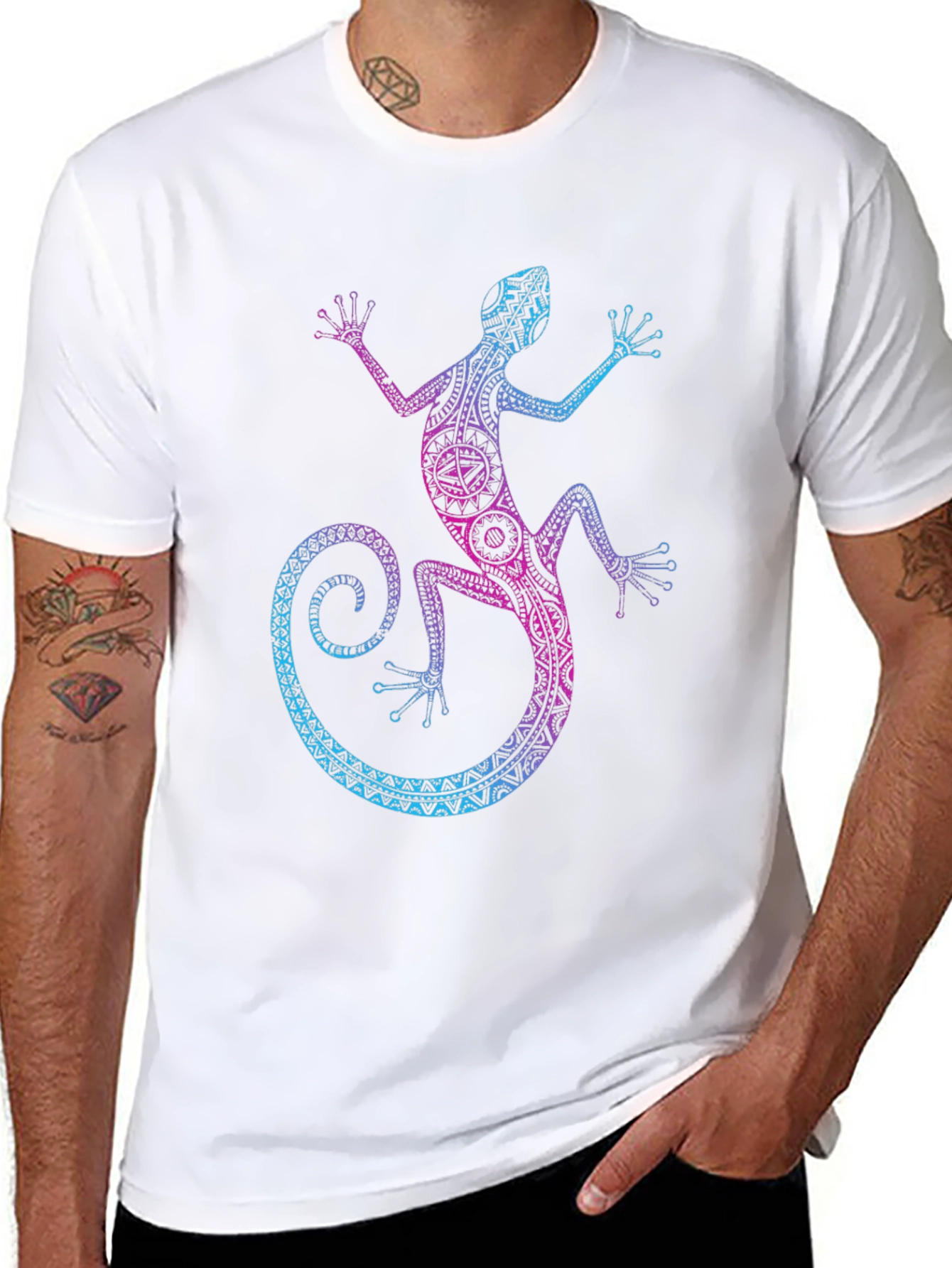 Lizard Graphic Tee - Tribal Gecko Design