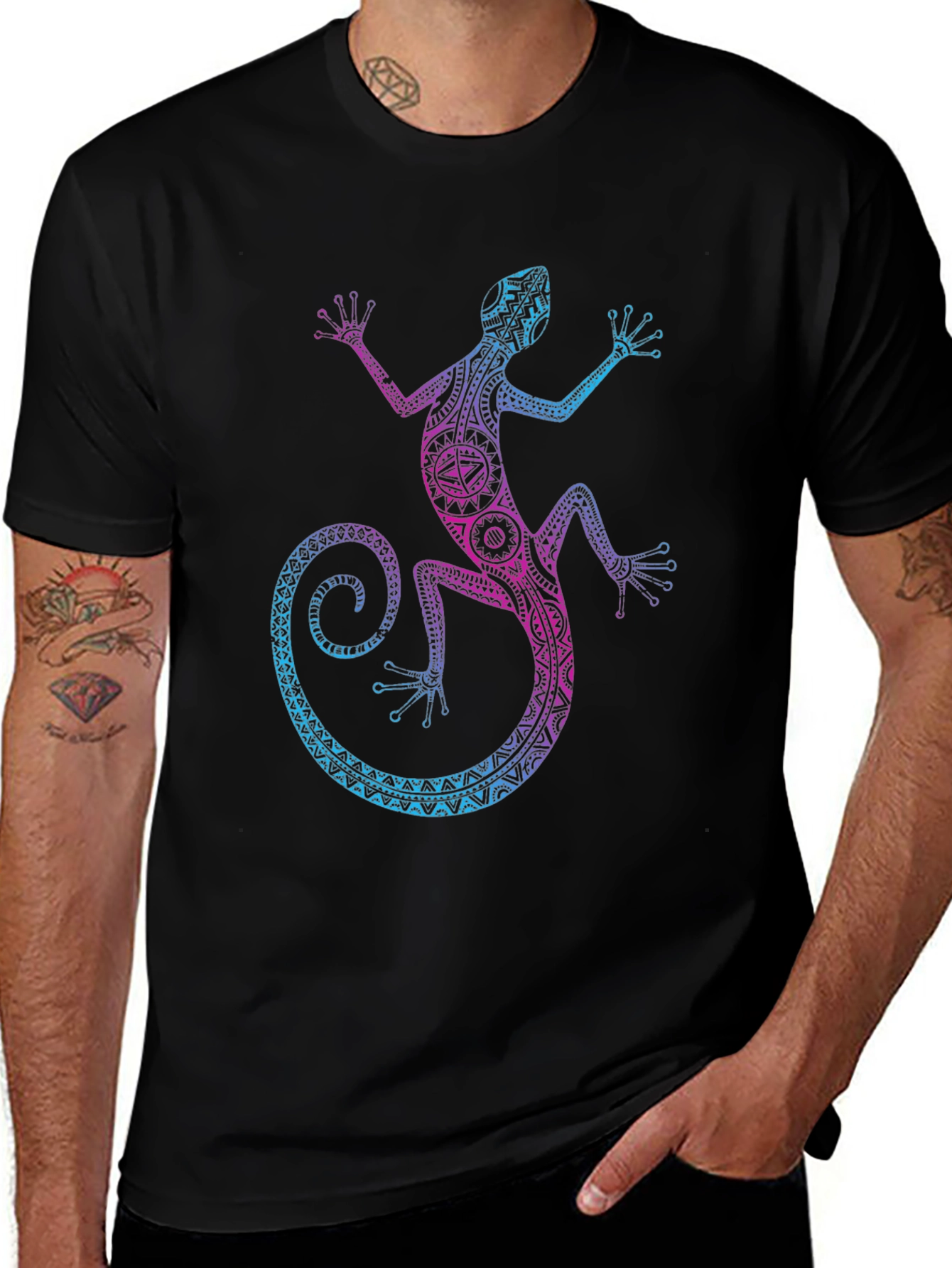 Lizard Graphic Tee - Tribal Gecko Design