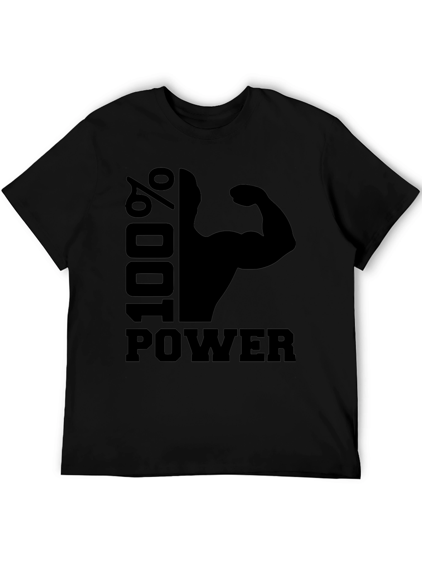 100% Power Graphic T-Shirt - Black Gym Fitness Tee