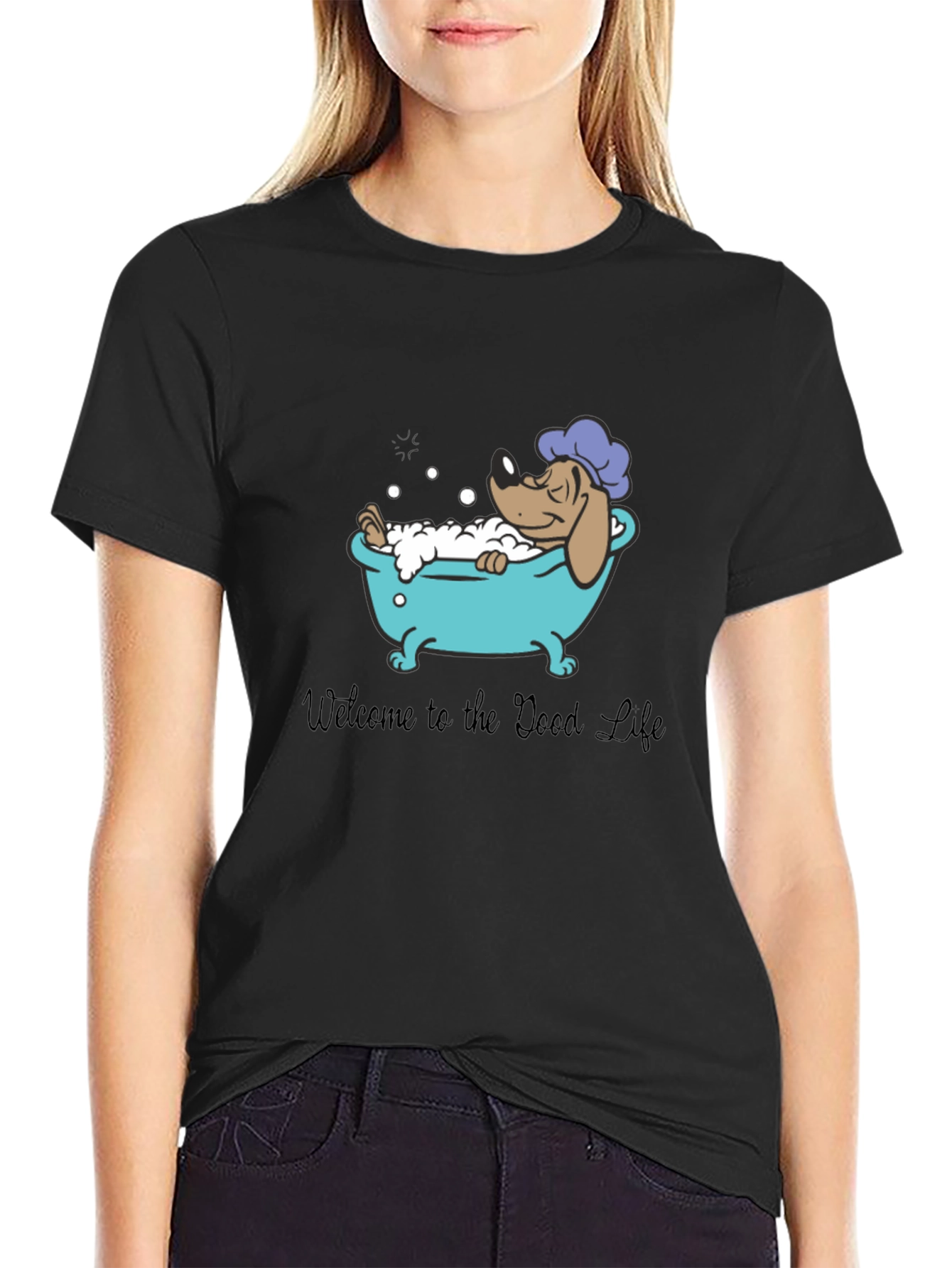 Relaxing Dog in Tub Graphic T-Shirt