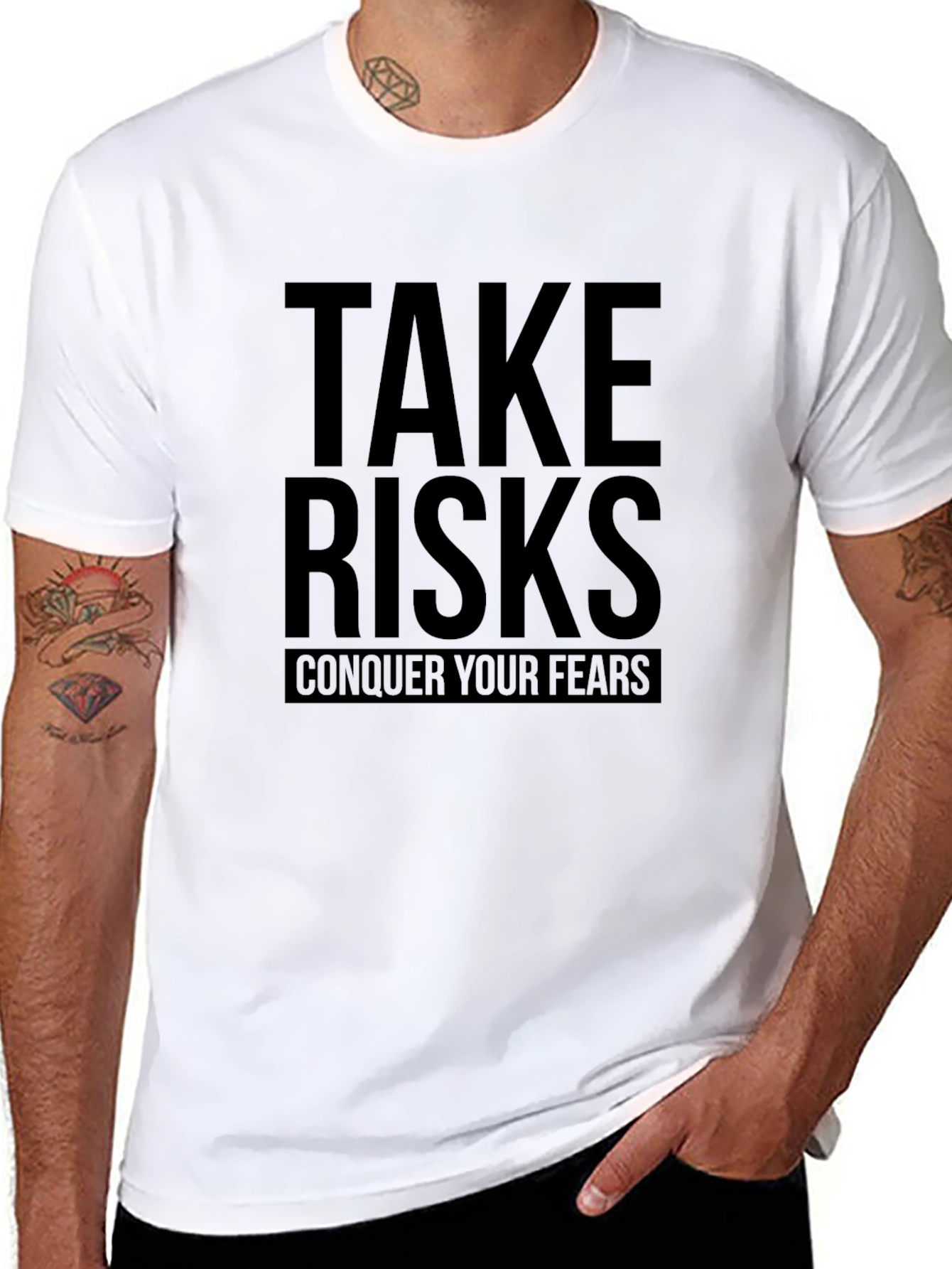 Take Risks Conquer Fears Black Graphic Tee