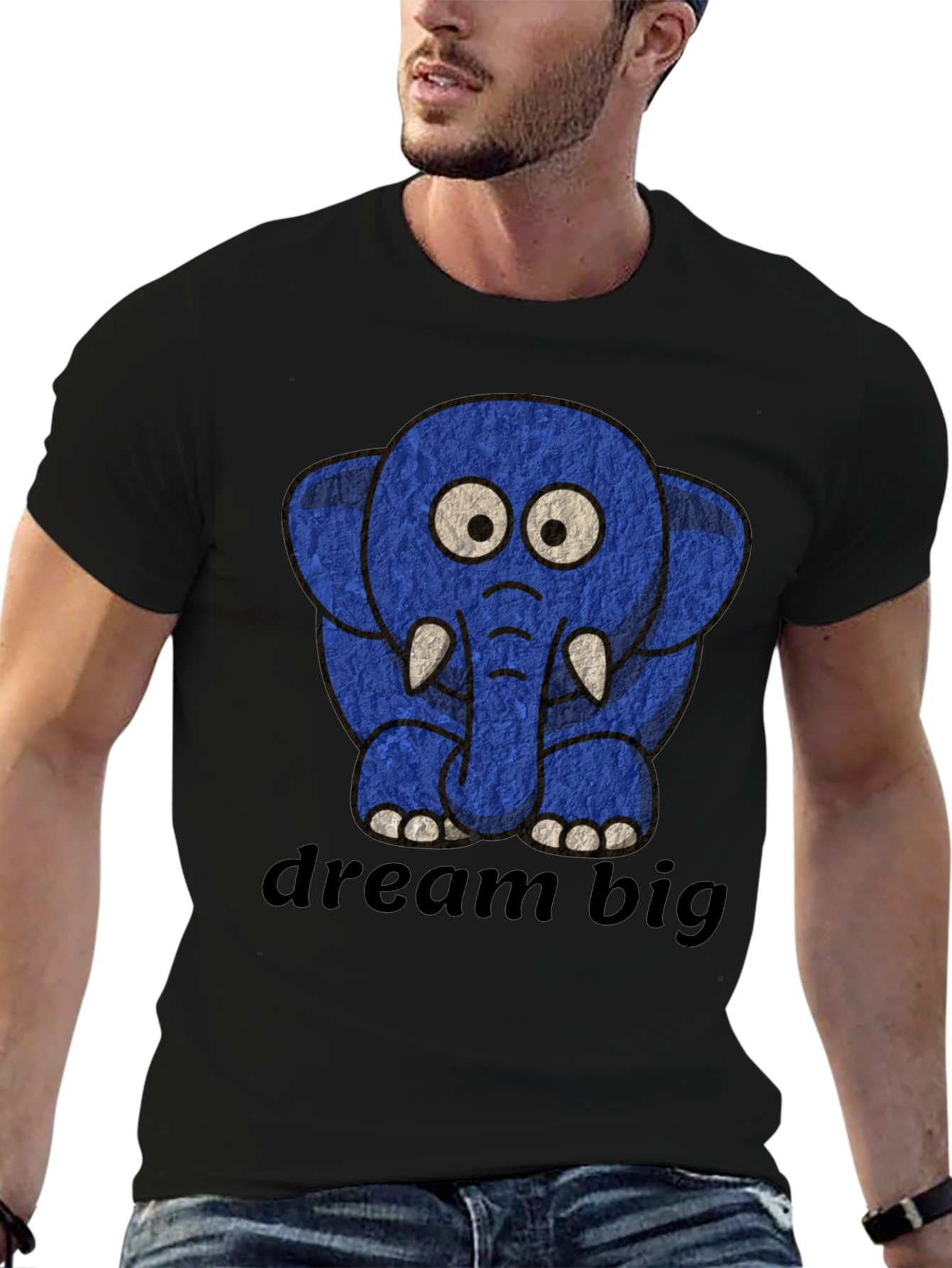 Cute Blue Elephant Dream Big Graphic Tee