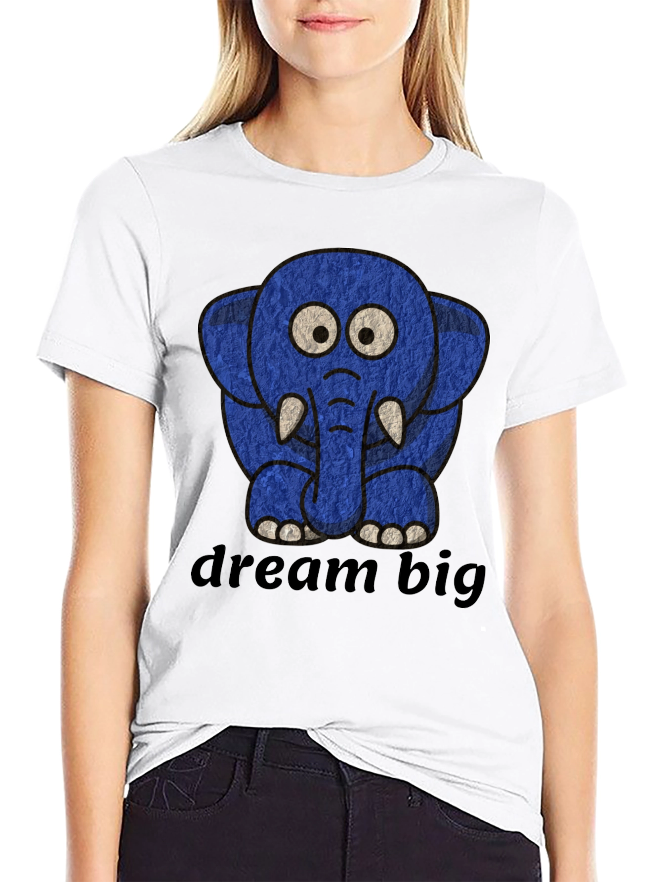 Cute Blue Elephant Dream Big Graphic Tee