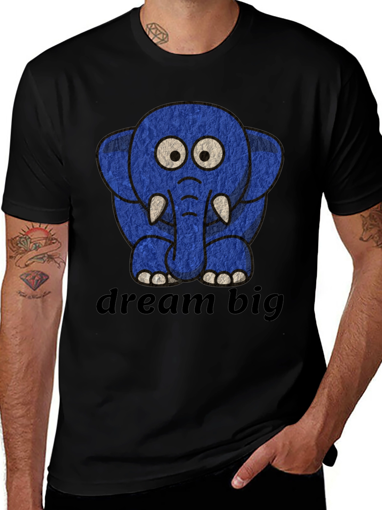 Cute Blue Elephant Dream Big Graphic Tee