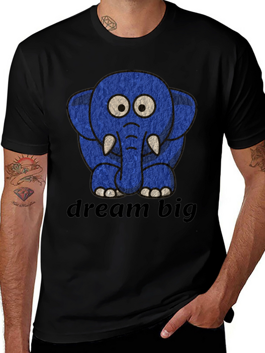 Cute Blue Elephant Dream Big Graphic Tee