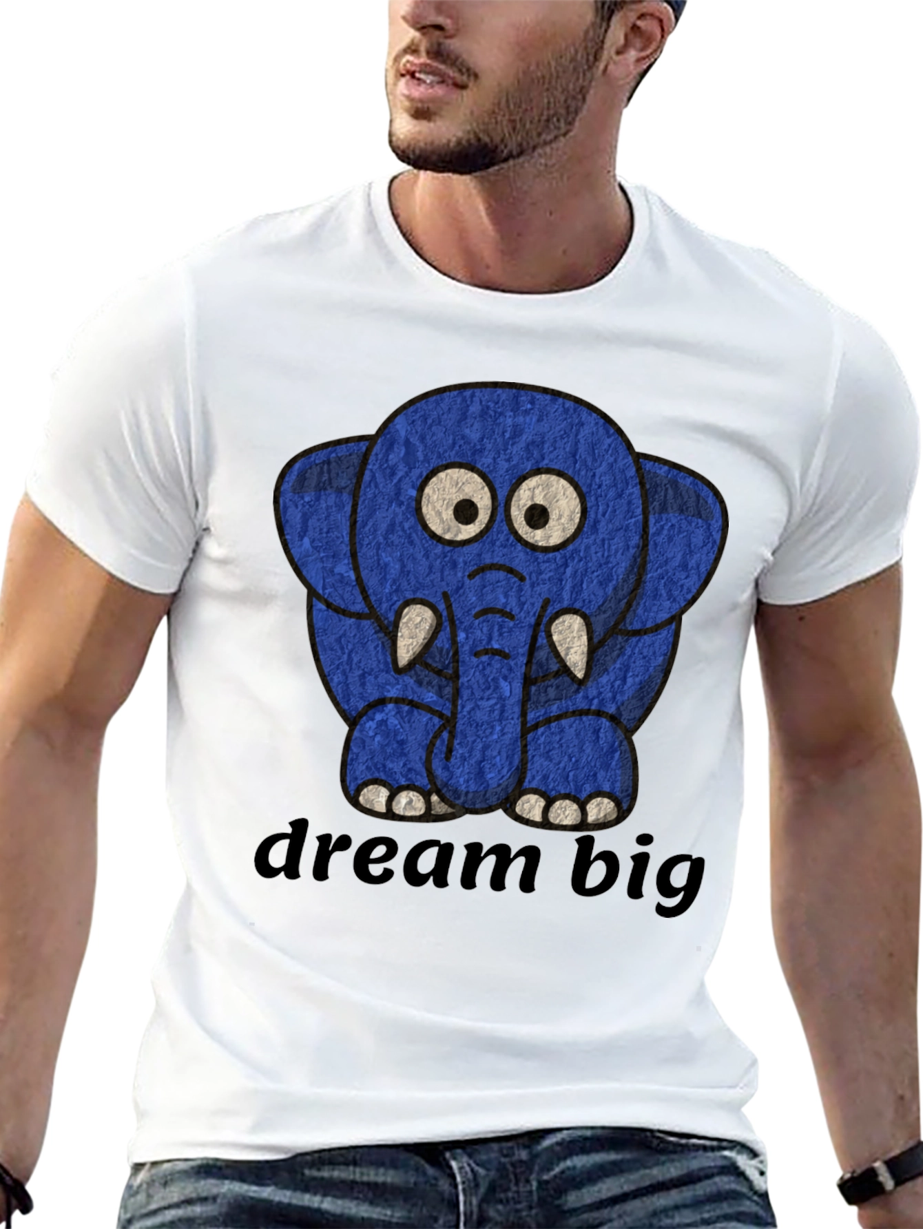Cute Blue Elephant Dream Big Graphic Tee