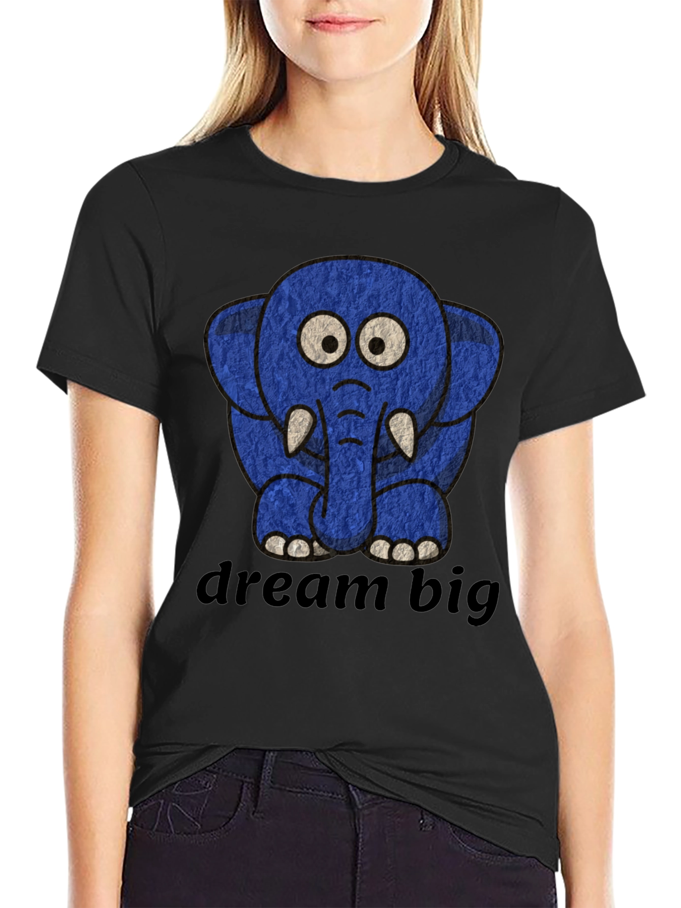 Cute Blue Elephant Dream Big Graphic Tee