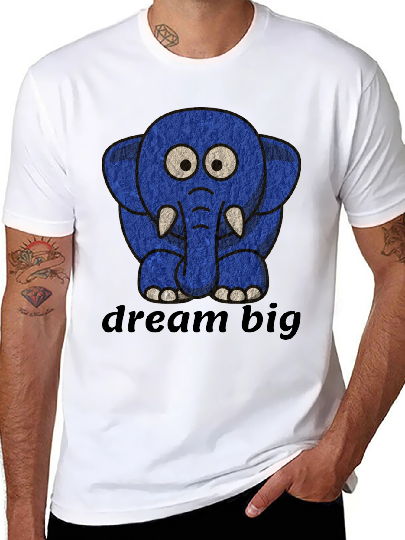 Cute Blue Elephant Dream Big Graphic Tee