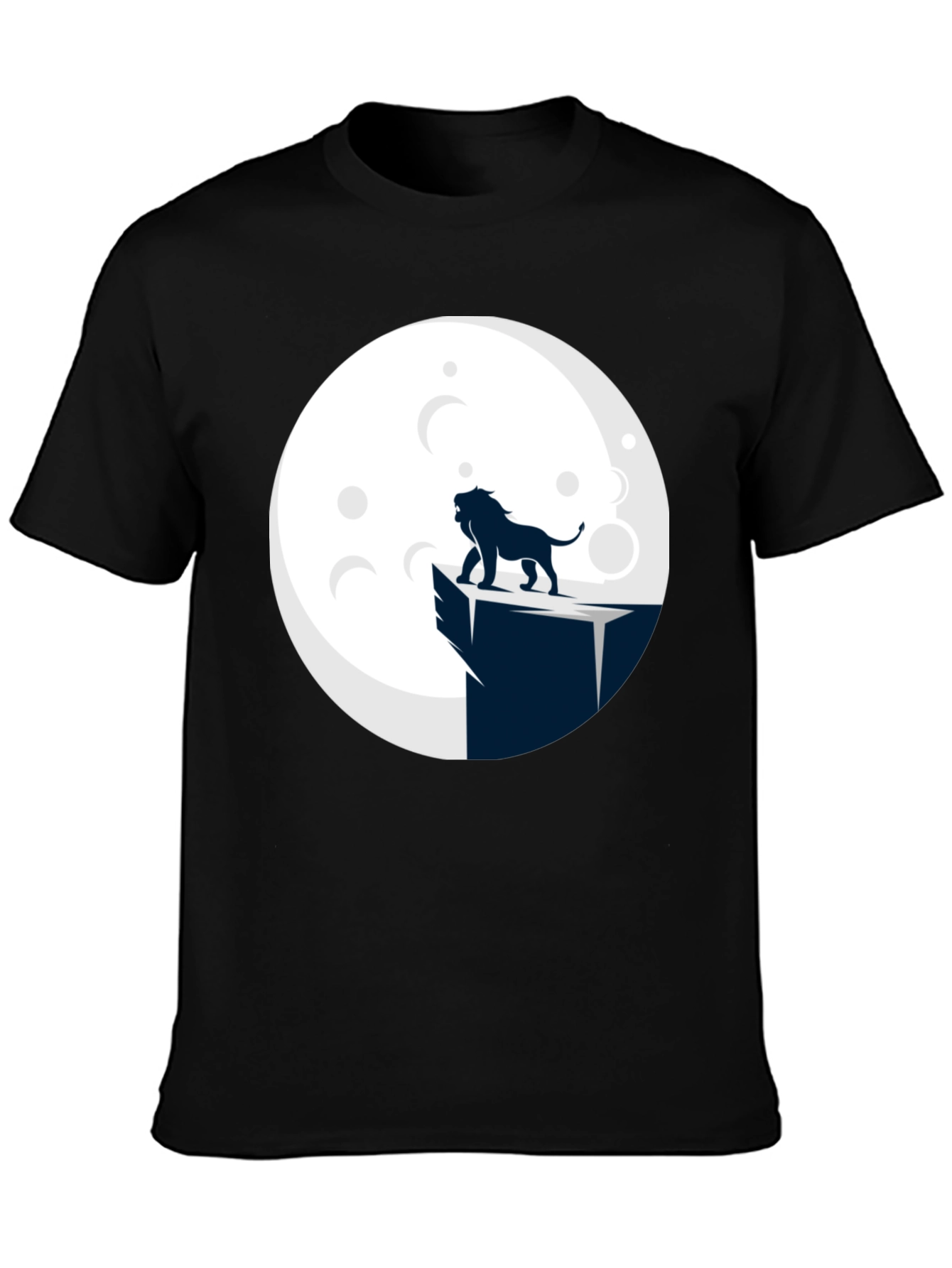 Lion Moon Graphic Tee - Black Cotton Blend