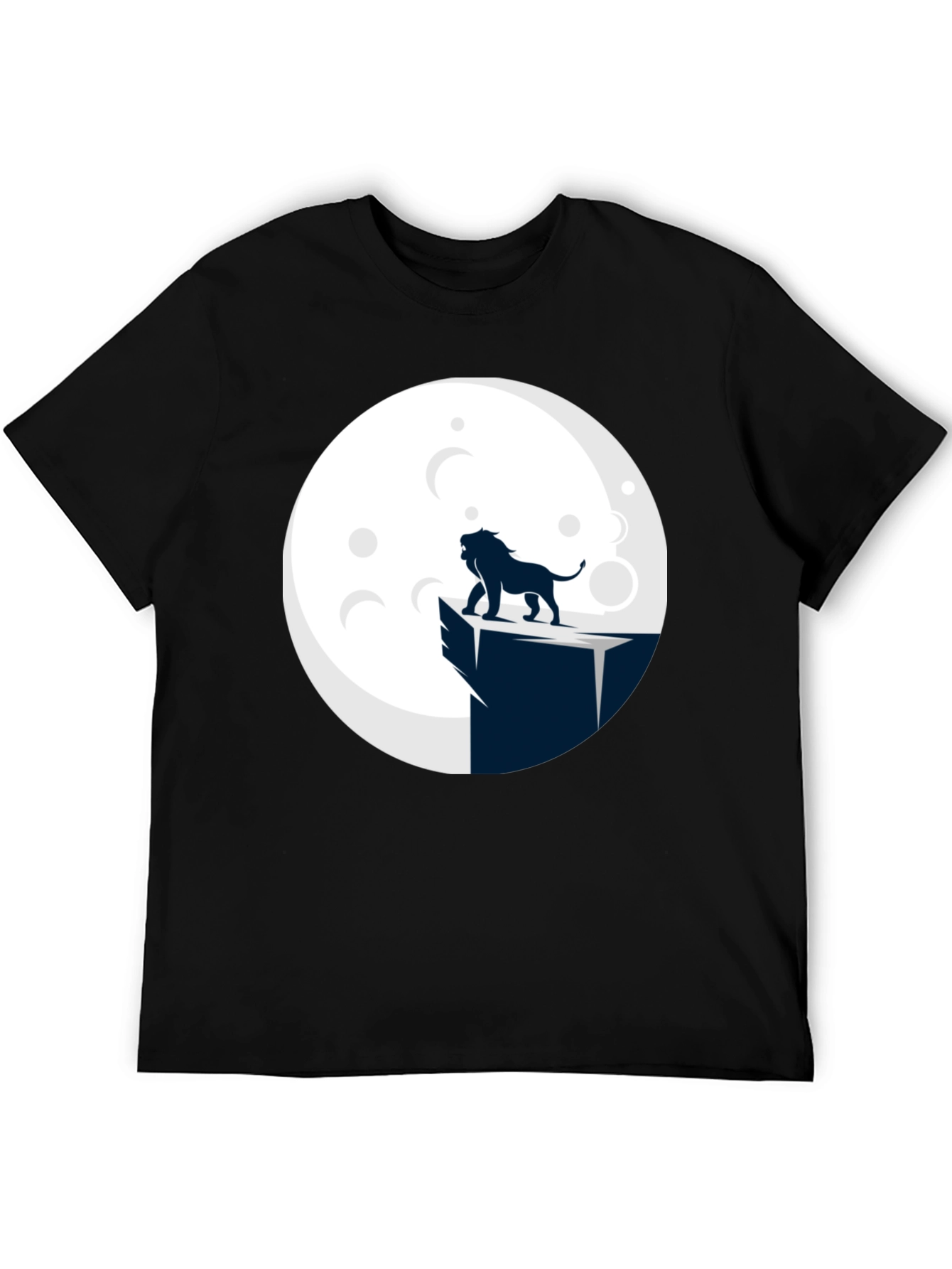 Lion Moon Graphic Tee - Black Cotton Blend