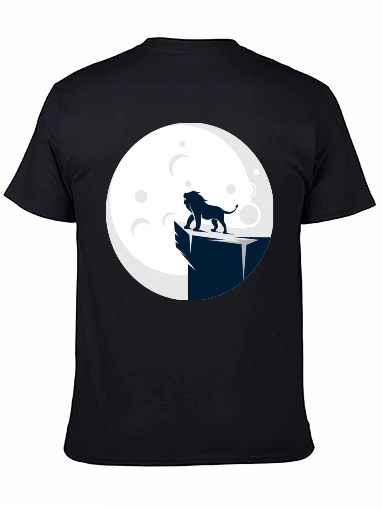 Lion Moon Graphic Tee - Black Cotton Blend