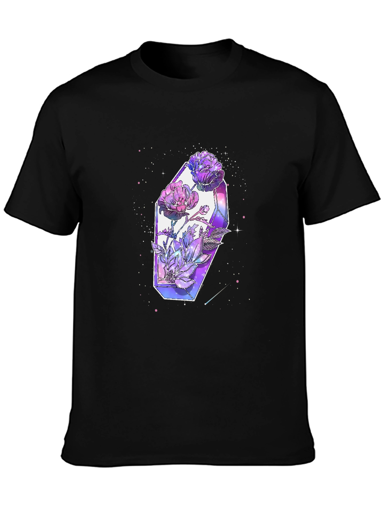 Crystal Flowers Graphic Tee - Modern Artistic Design