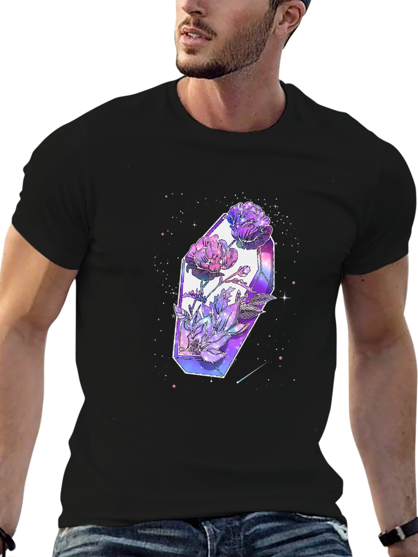 Crystal Flowers Graphic Tee - Modern Artistic Design