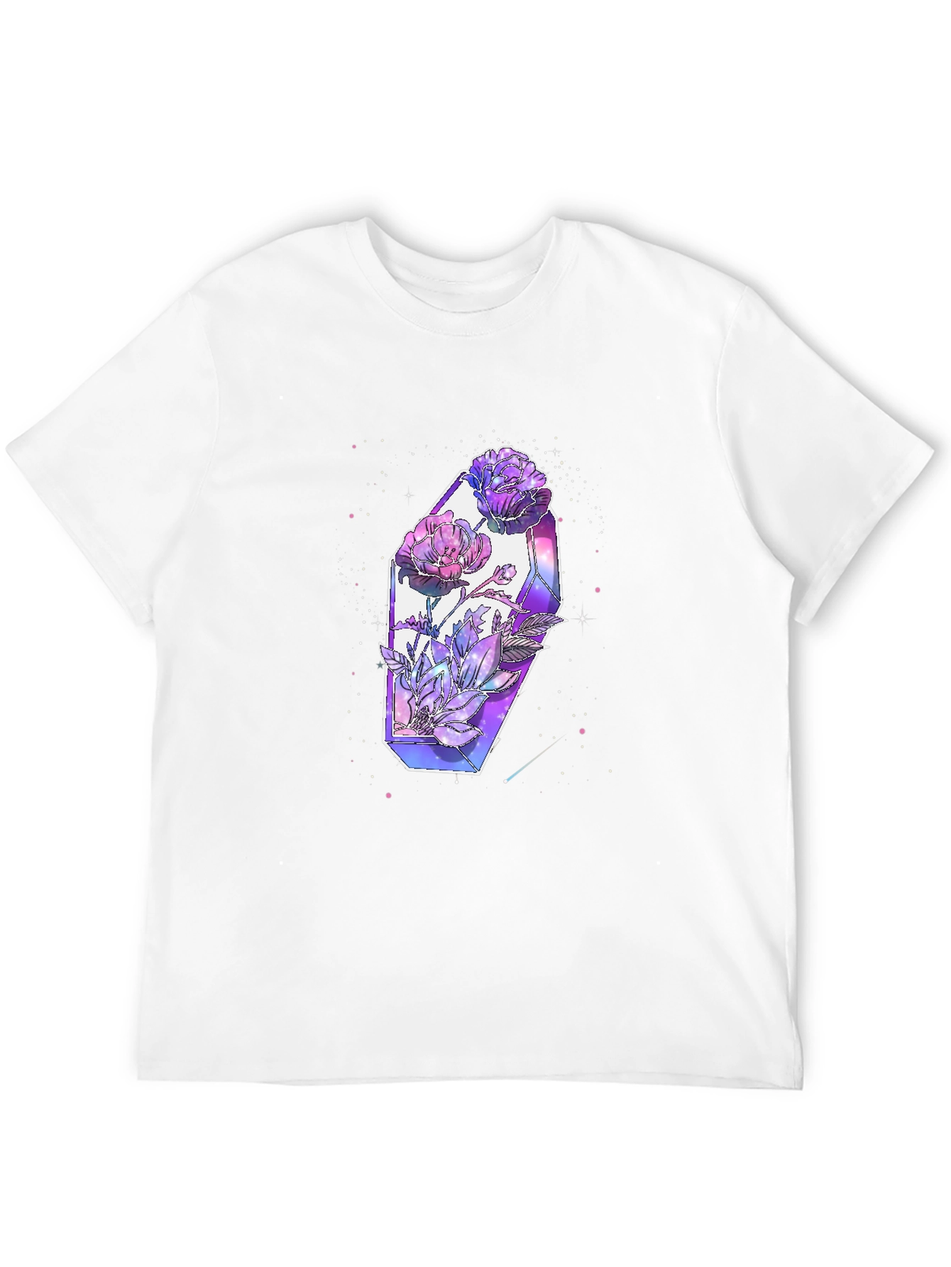 Crystal Flowers Graphic Tee - Modern Artistic Design