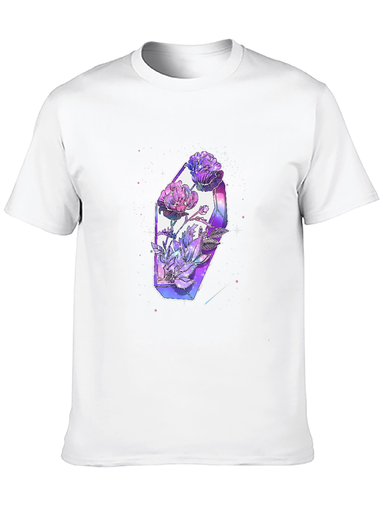 Crystal Flowers Graphic Tee - Modern Artistic Design