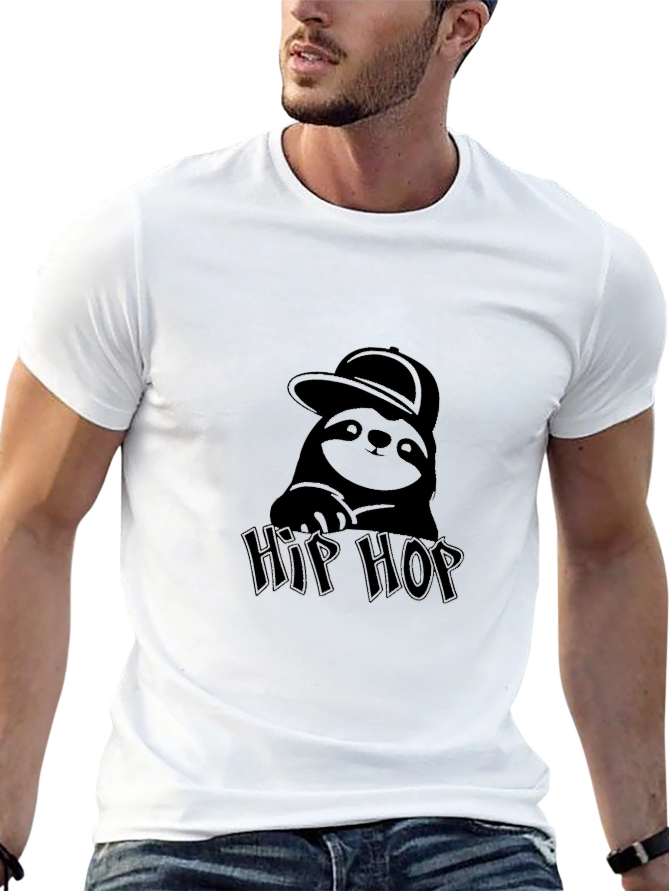 Hip Hop Sloth Graphic Tee - Cool Black T-Shirt