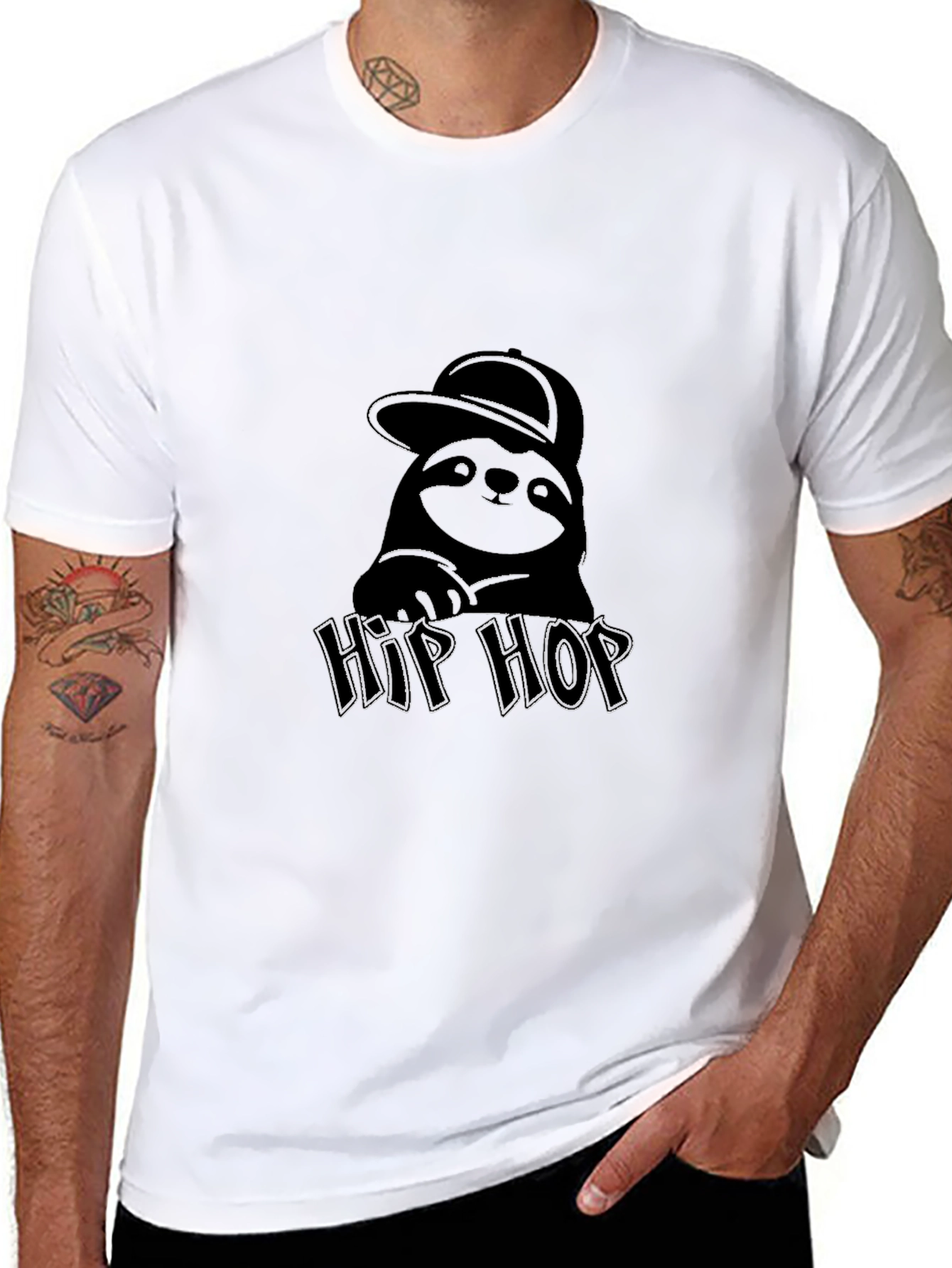 Hip Hop Sloth Graphic Tee - Cool Black T-Shirt