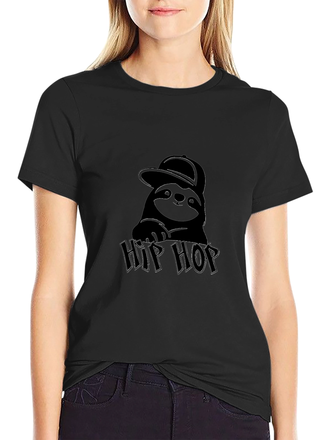 Hip Hop Sloth Graphic Tee - Cool Black T-Shirt