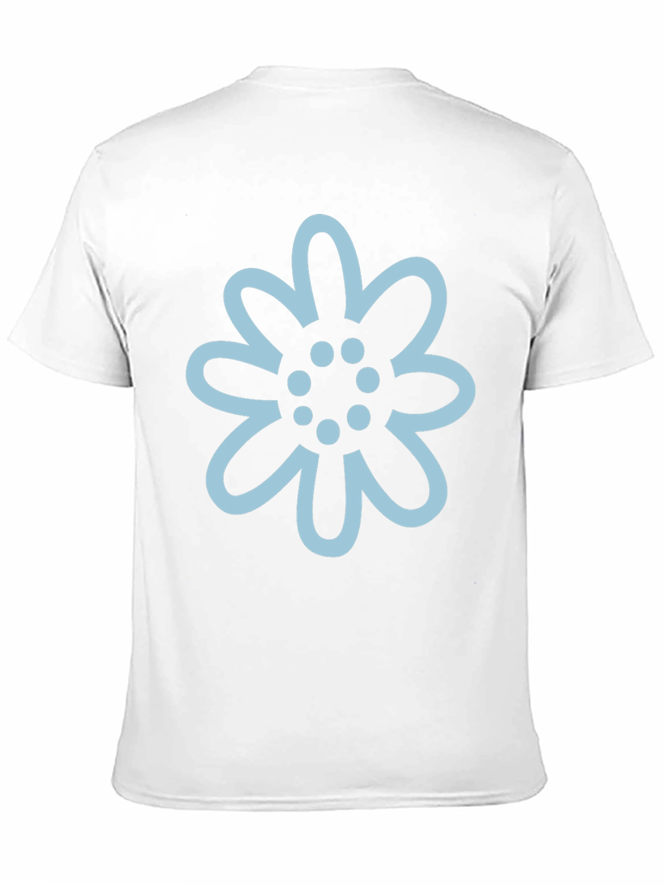 Black T-Shirt with Light Blue Flower Graphic
