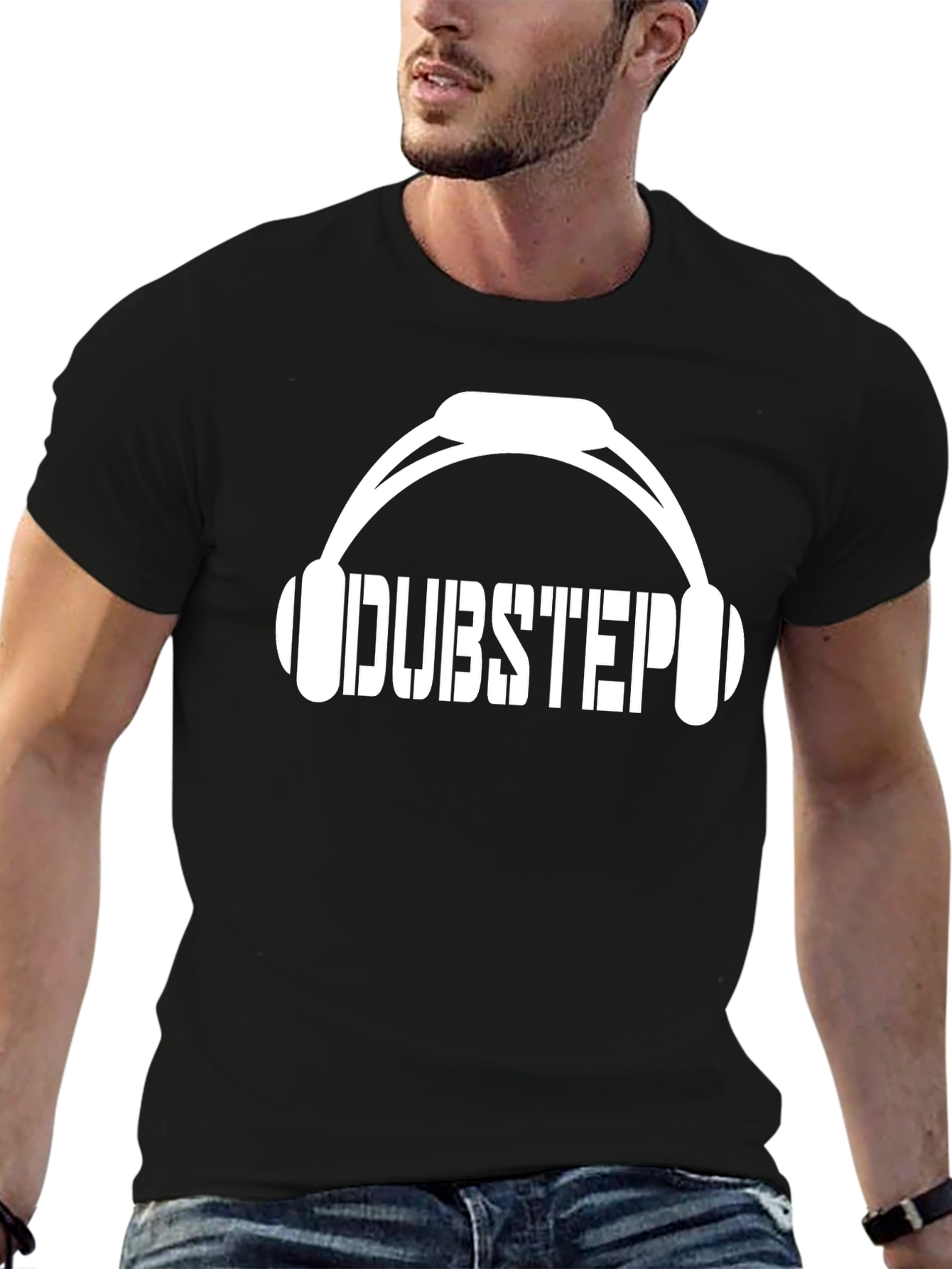 Dubstep Headphones Graphic Tee - Black Cotton T-Shirt