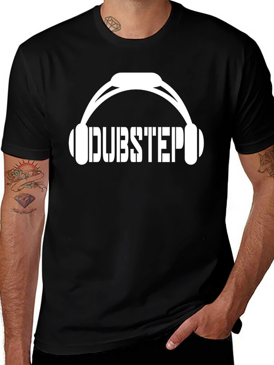Dubstep Headphones Graphic Tee - Black Cotton T-Shirt
