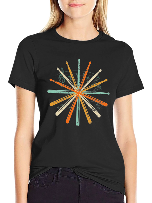 Drumsticks Burst Graphic T-Shirt - Music Lover Tee