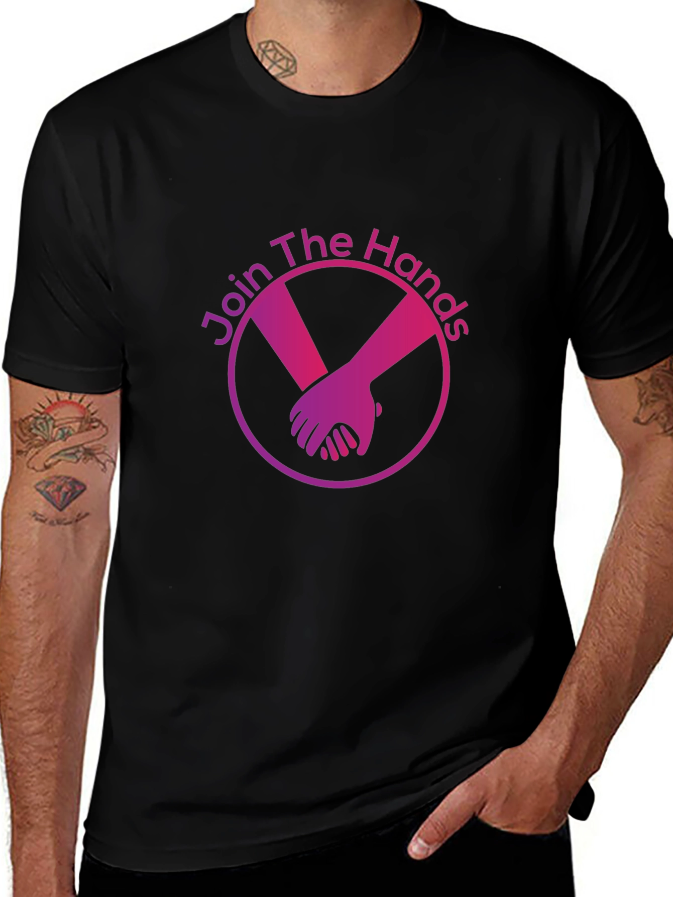 Join The Hands Black Graphic T-Shirt
