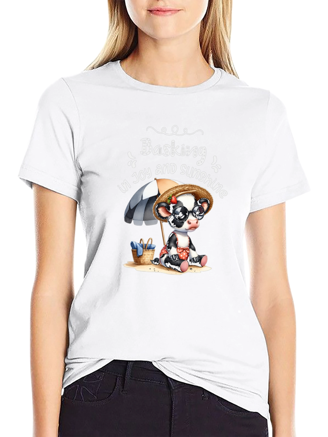 Basking in Joy Cow Graphic Tee
