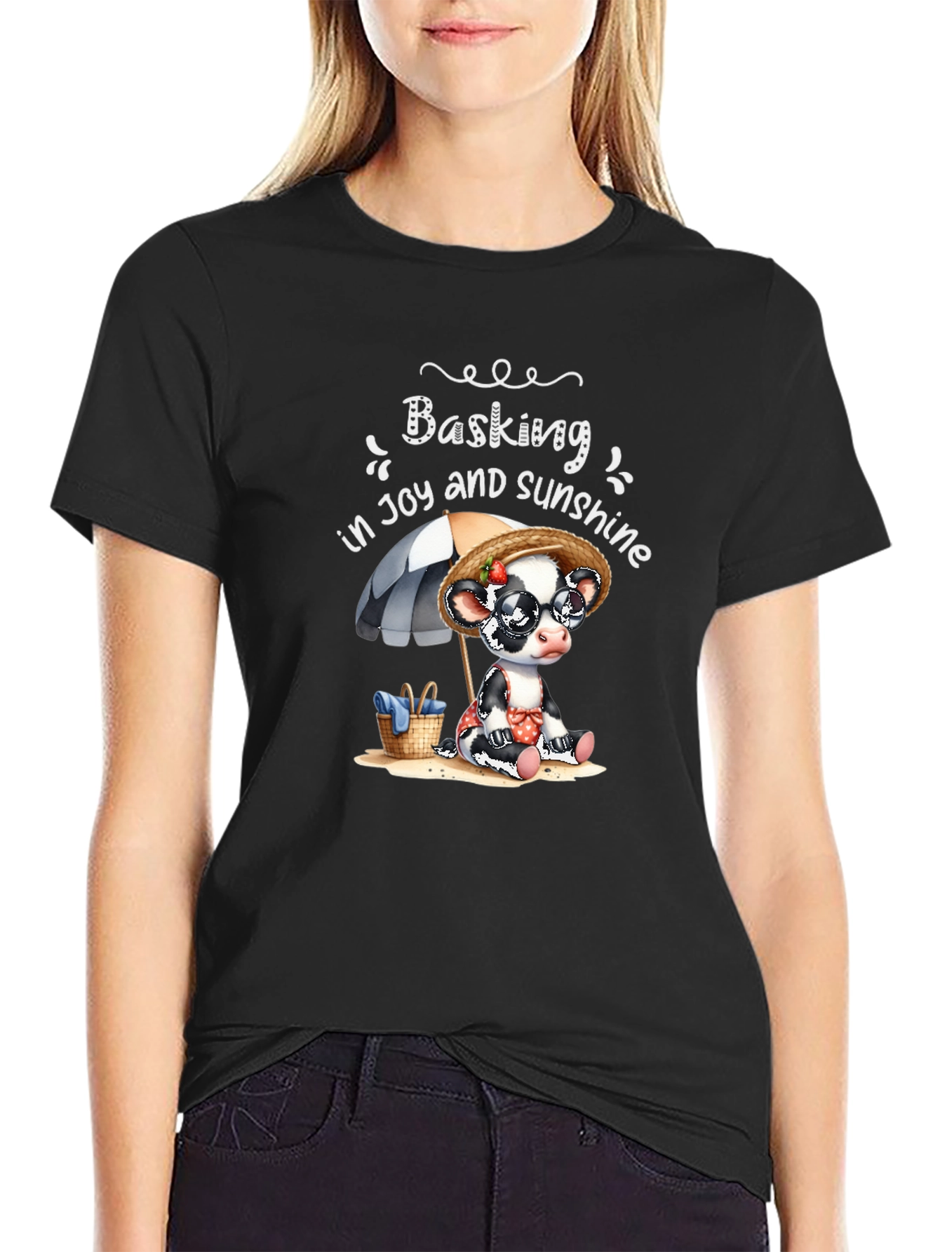 Basking in Joy Cow Graphic Tee