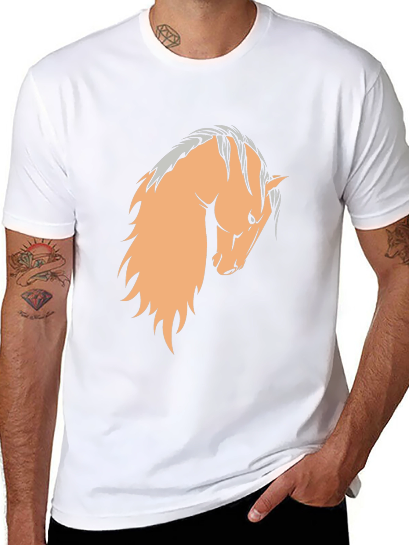Black T-Shirt with Horse Graphic