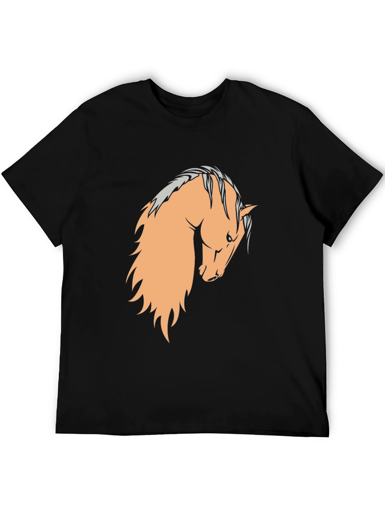 Black T-Shirt with Horse Graphic