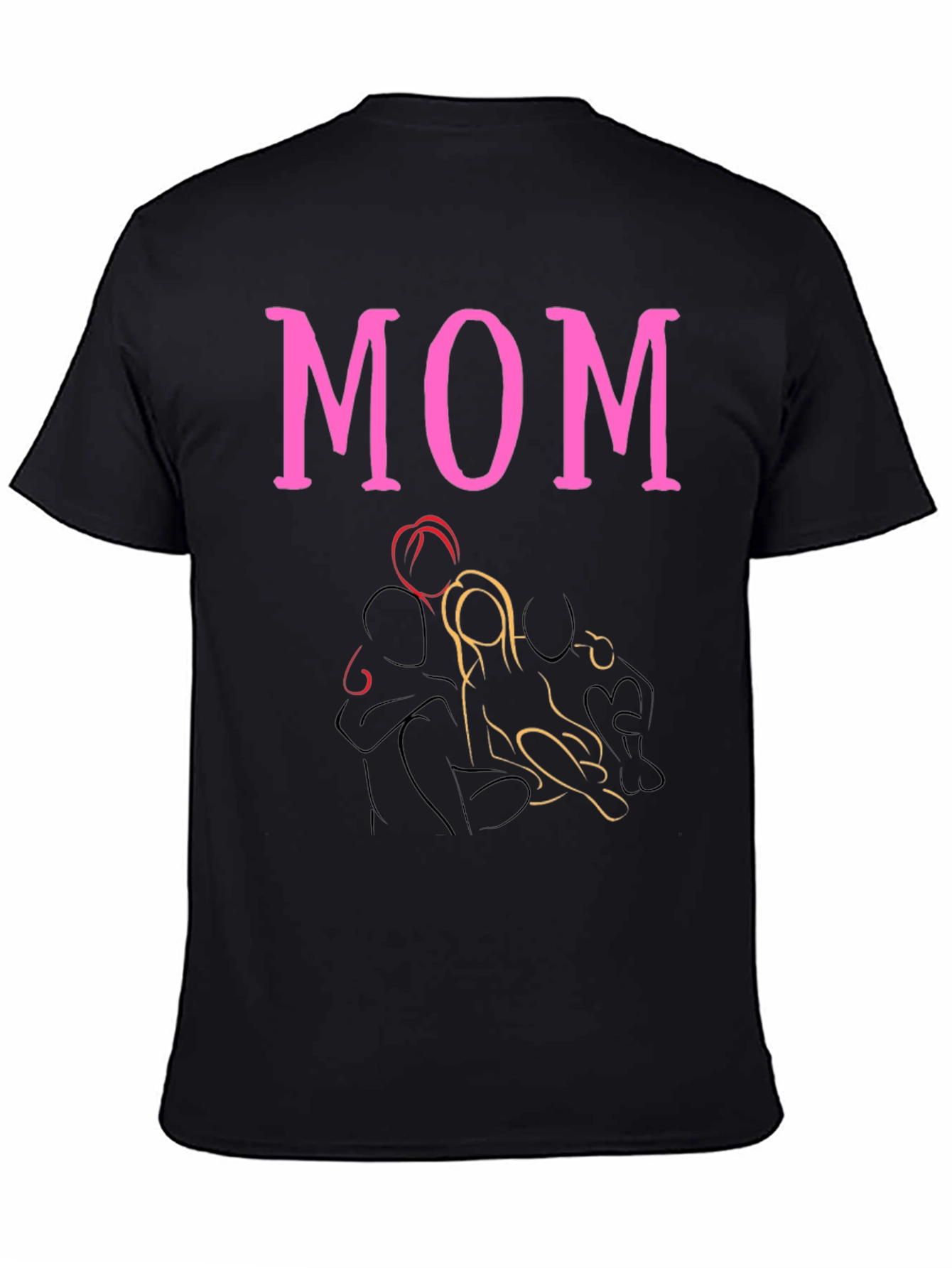 Pink MOM Graphic Print Black T-Shirt