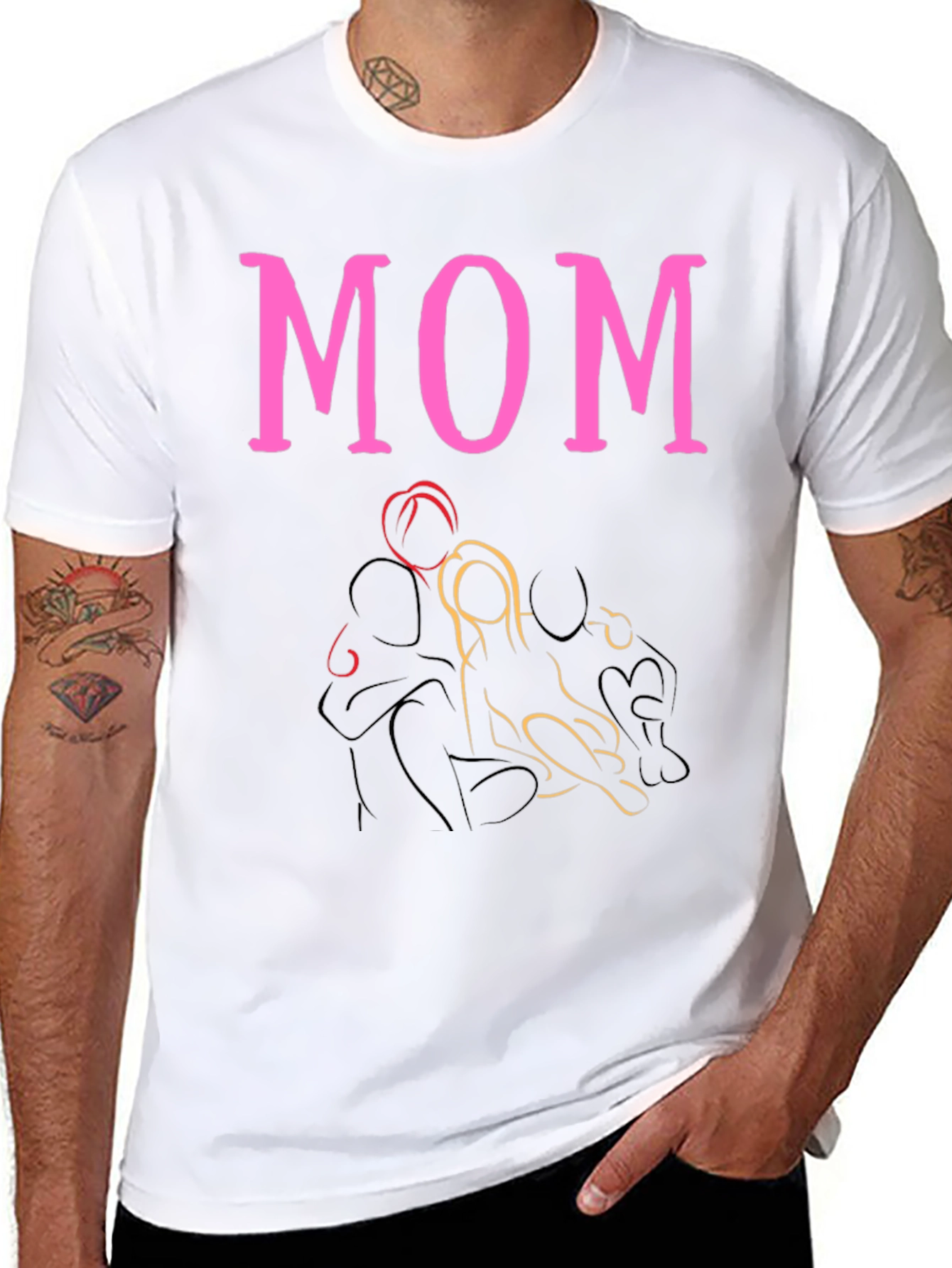 Pink MOM Graphic Print Black T-Shirt