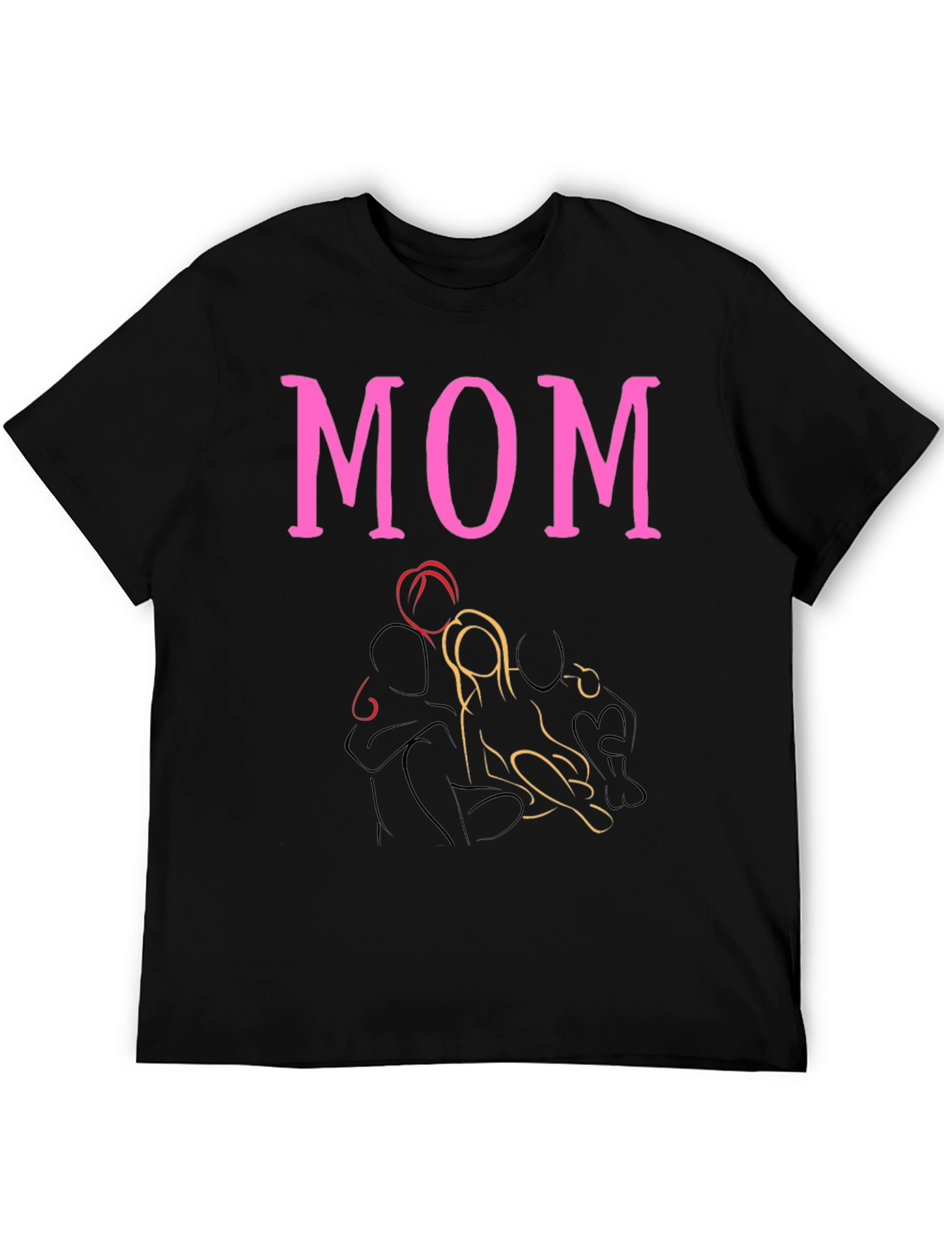 Pink MOM Graphic Print Black T-Shirt