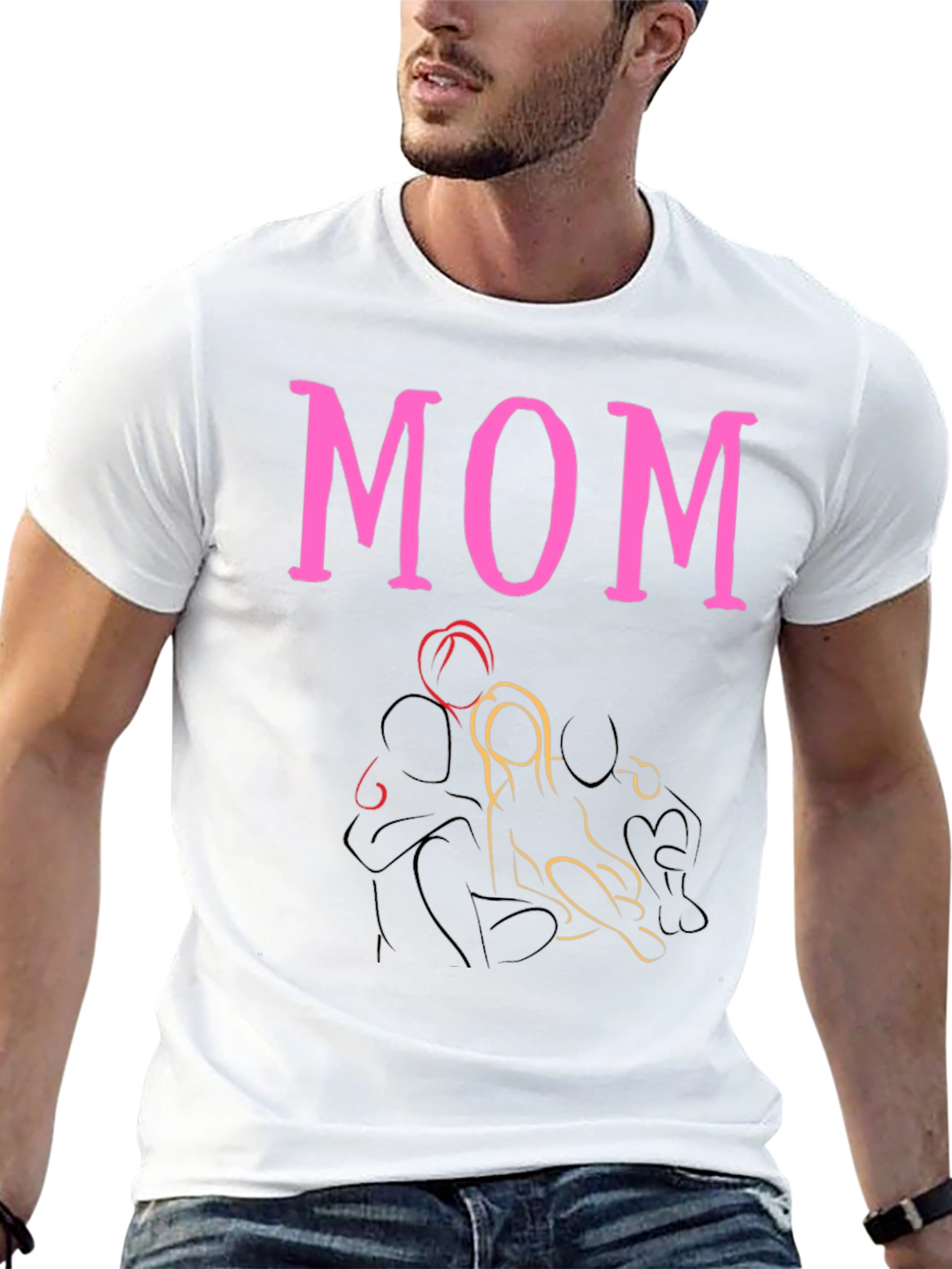 Pink MOM Graphic Print Black T-Shirt