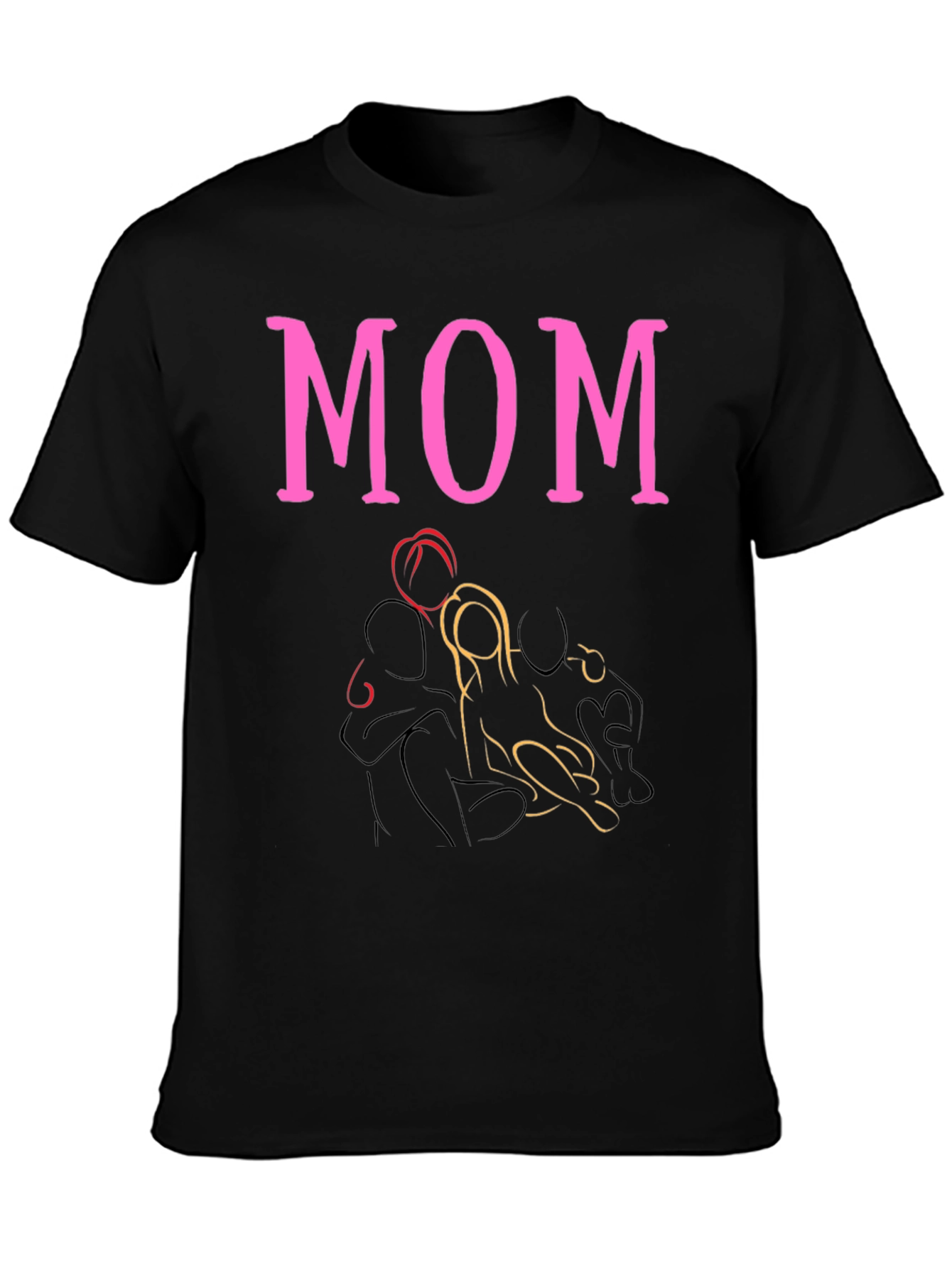 Pink MOM Graphic Print Black T-Shirt