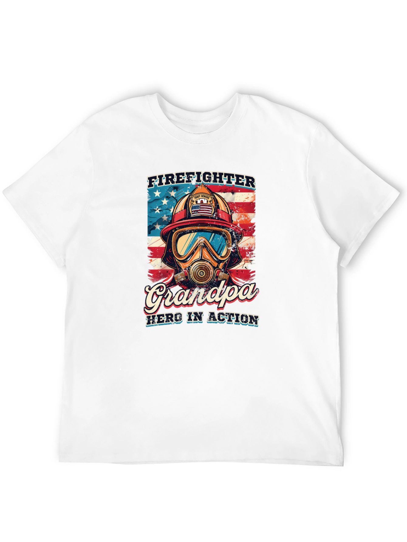 Firefighter Grandpa Hero Graphic T-Shirt